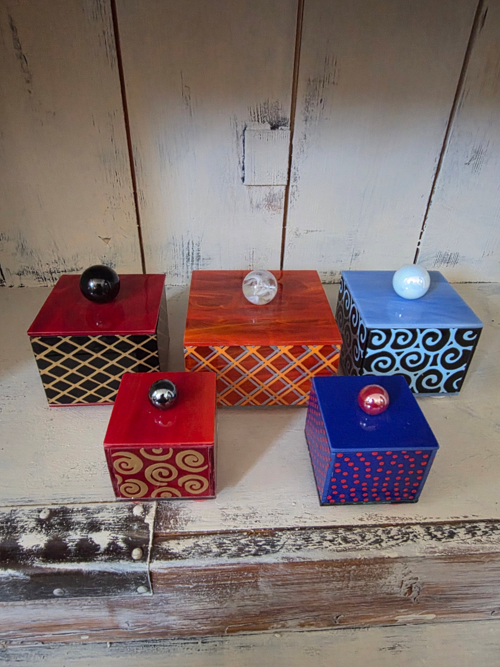 Collection of Art Glass Boxes - 8