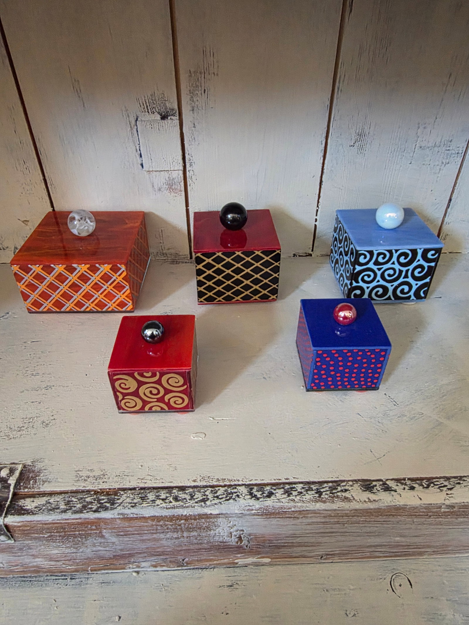 Collection of Art Glass Boxes - 9