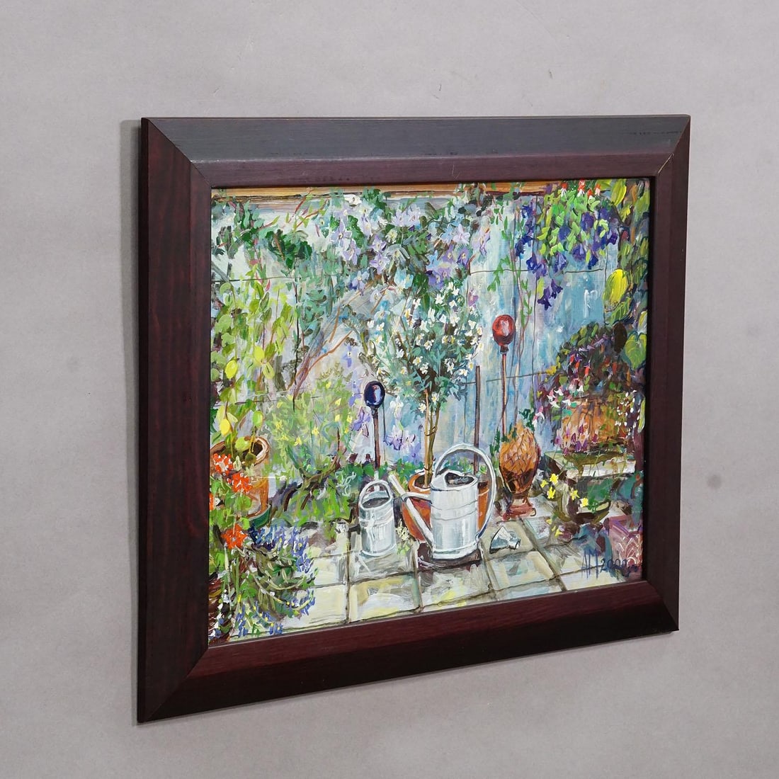 Garden Clematis With Watering Cans, 2000 – Oil Painting by Alexander Michael - 2