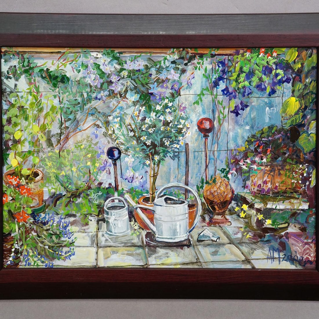 Garden Clematis With Watering Cans, 2000 – Oil Painting by Alexander Michael - 3