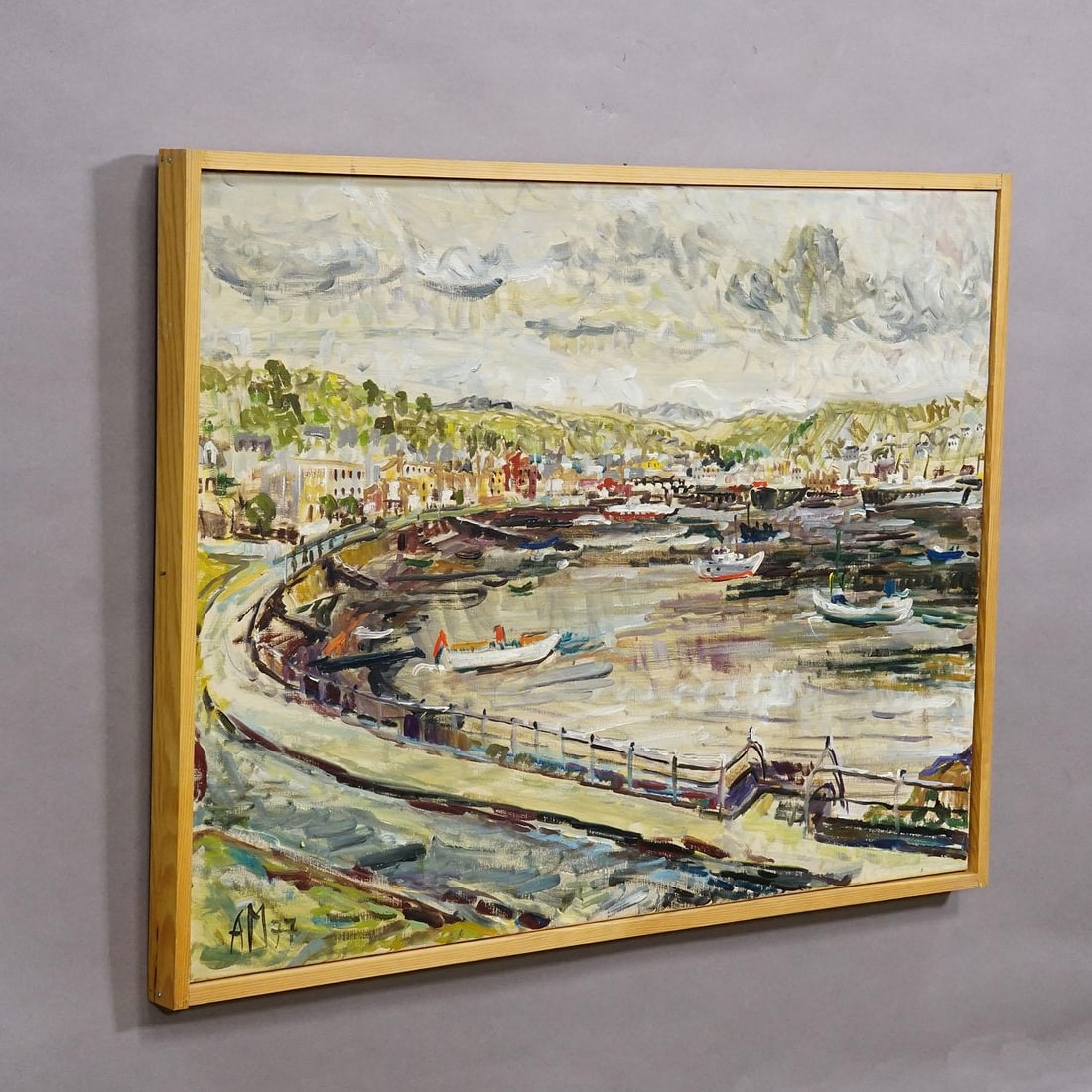 Harbor of Oban, Scotland, 1977 – Oil Painting by Alexander Michael - 2