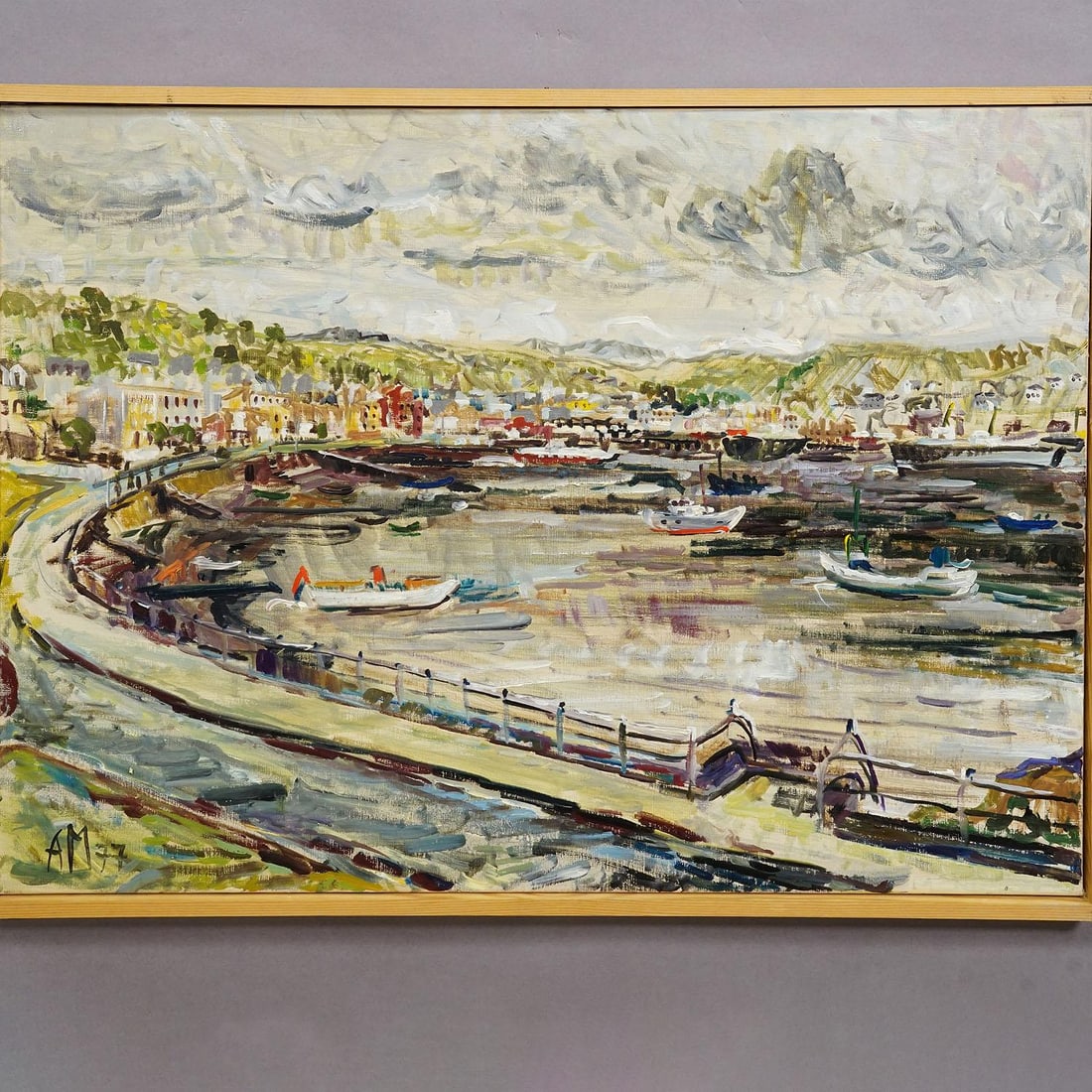 Harbor of Oban, Scotland, 1977 – Oil Painting by Alexander Michael - 3