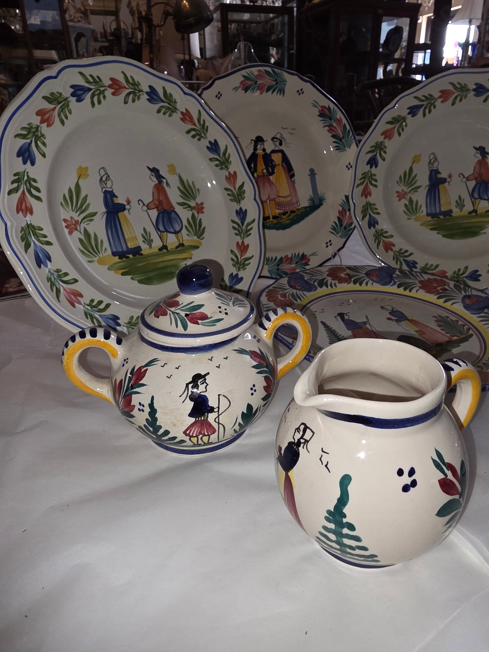 Collection of Eight Quimper French Faience Serveware Pieces - 10
