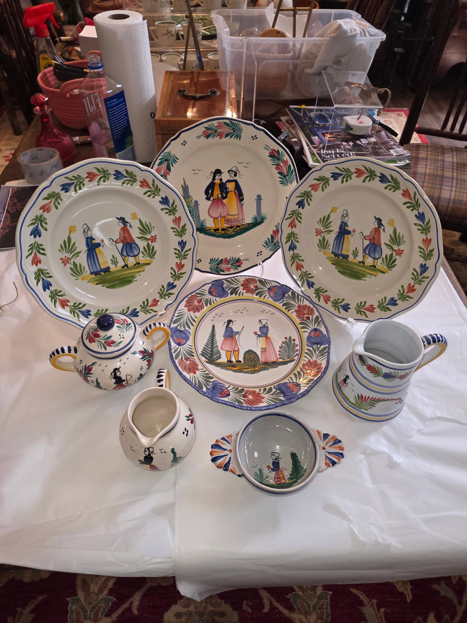 Collection of Eight Quimper French Faience Serveware Pieces - 12
