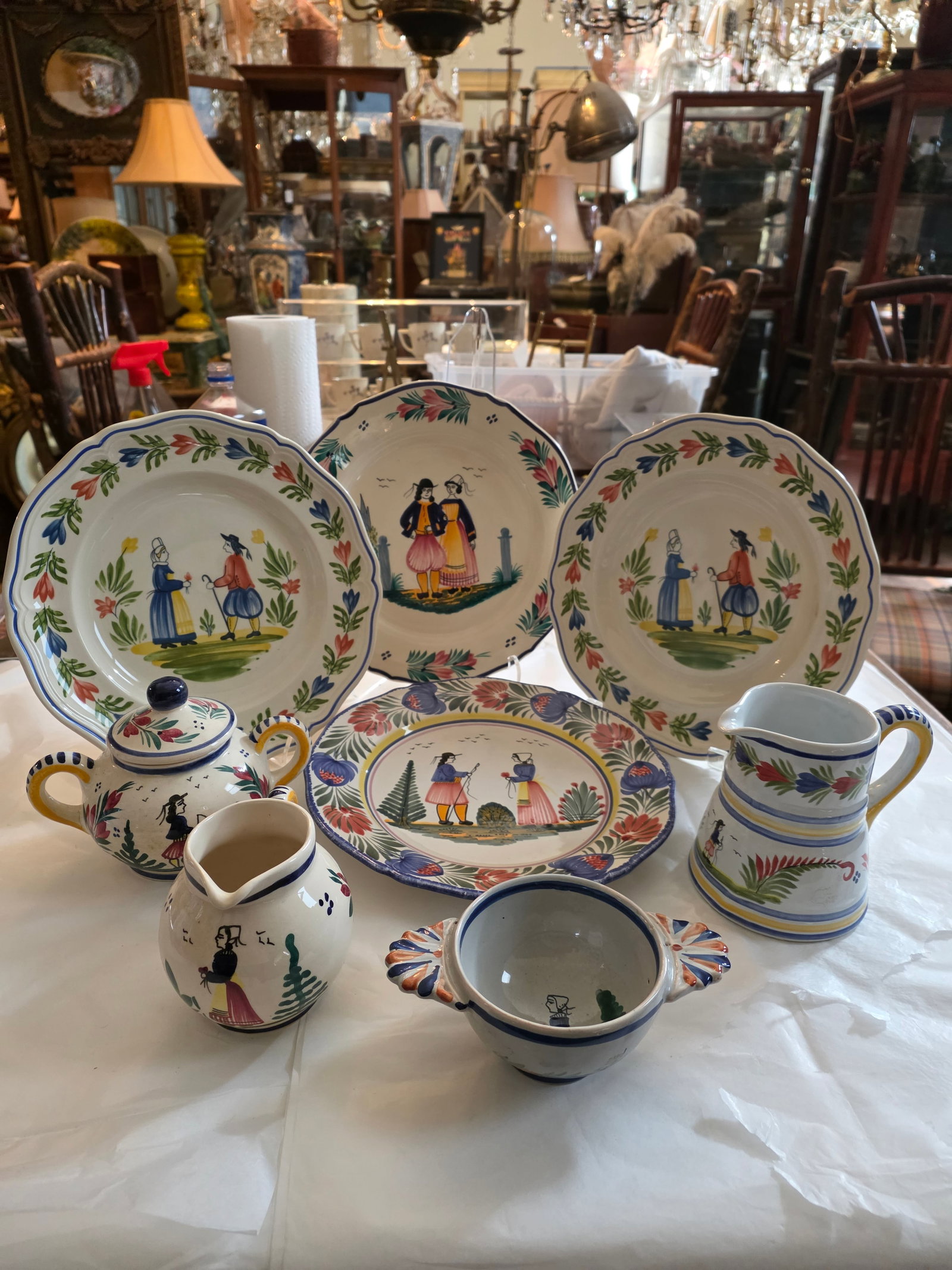 Collection of Eight Quimper French Faience Serveware Pieces - 16