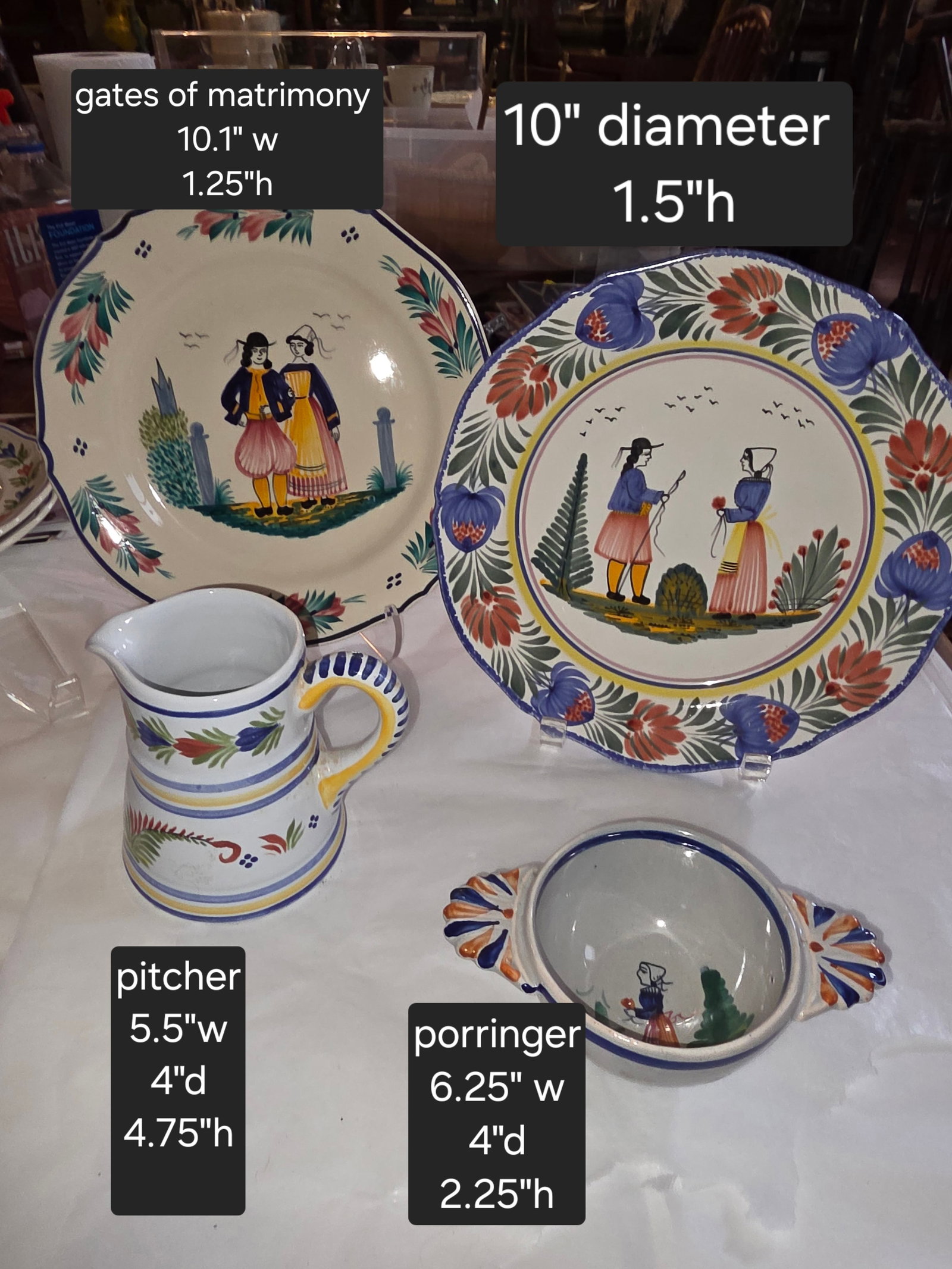 Collection of Eight Quimper French Faience Serveware Pieces - 3