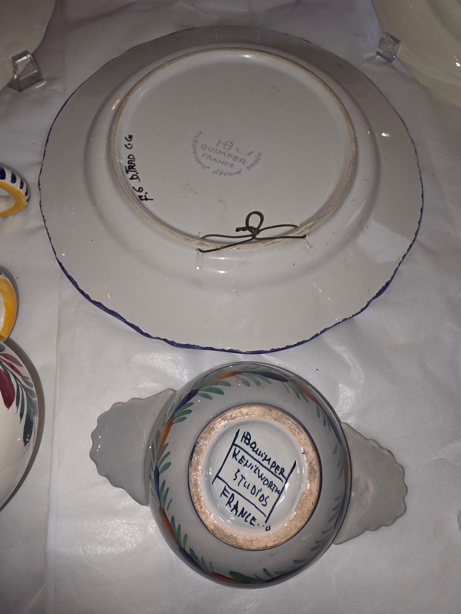 Collection of Eight Quimper French Faience Serveware Pieces - 8