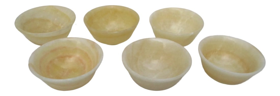 1990s Banded Alabaster Bowls - Set of 6 (1 of 9)