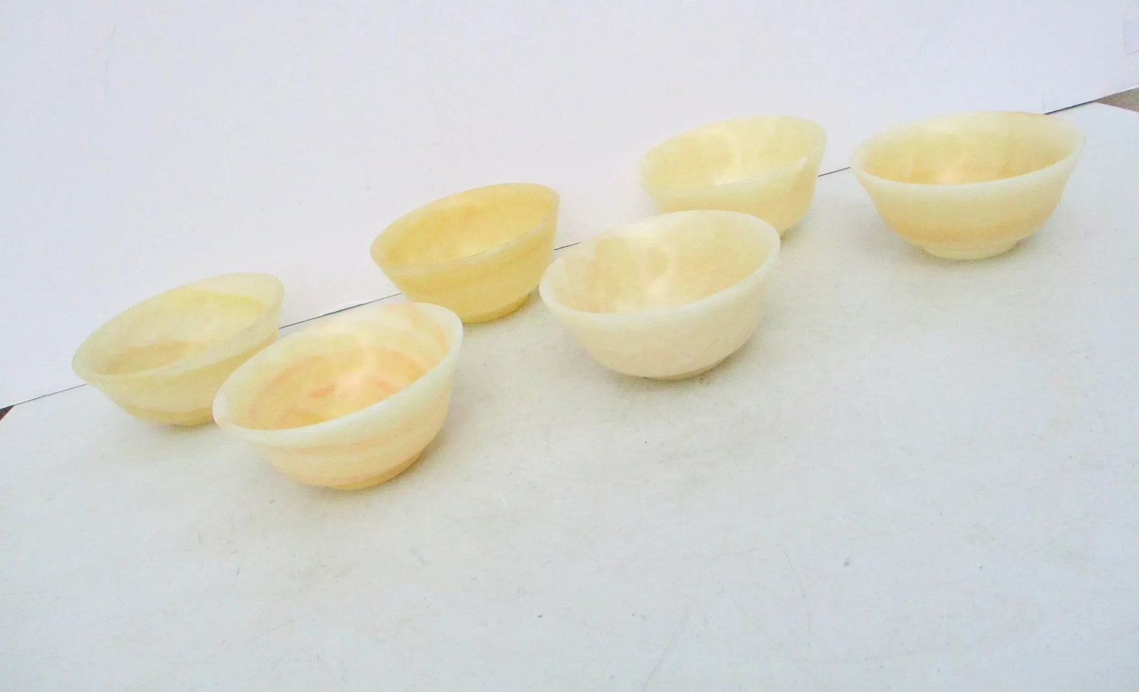 1990s Banded Alabaster Bowls - Set of 6 - 2