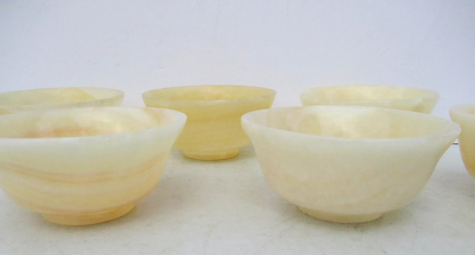 1990s Banded Alabaster Bowls - Set of 6 - 4