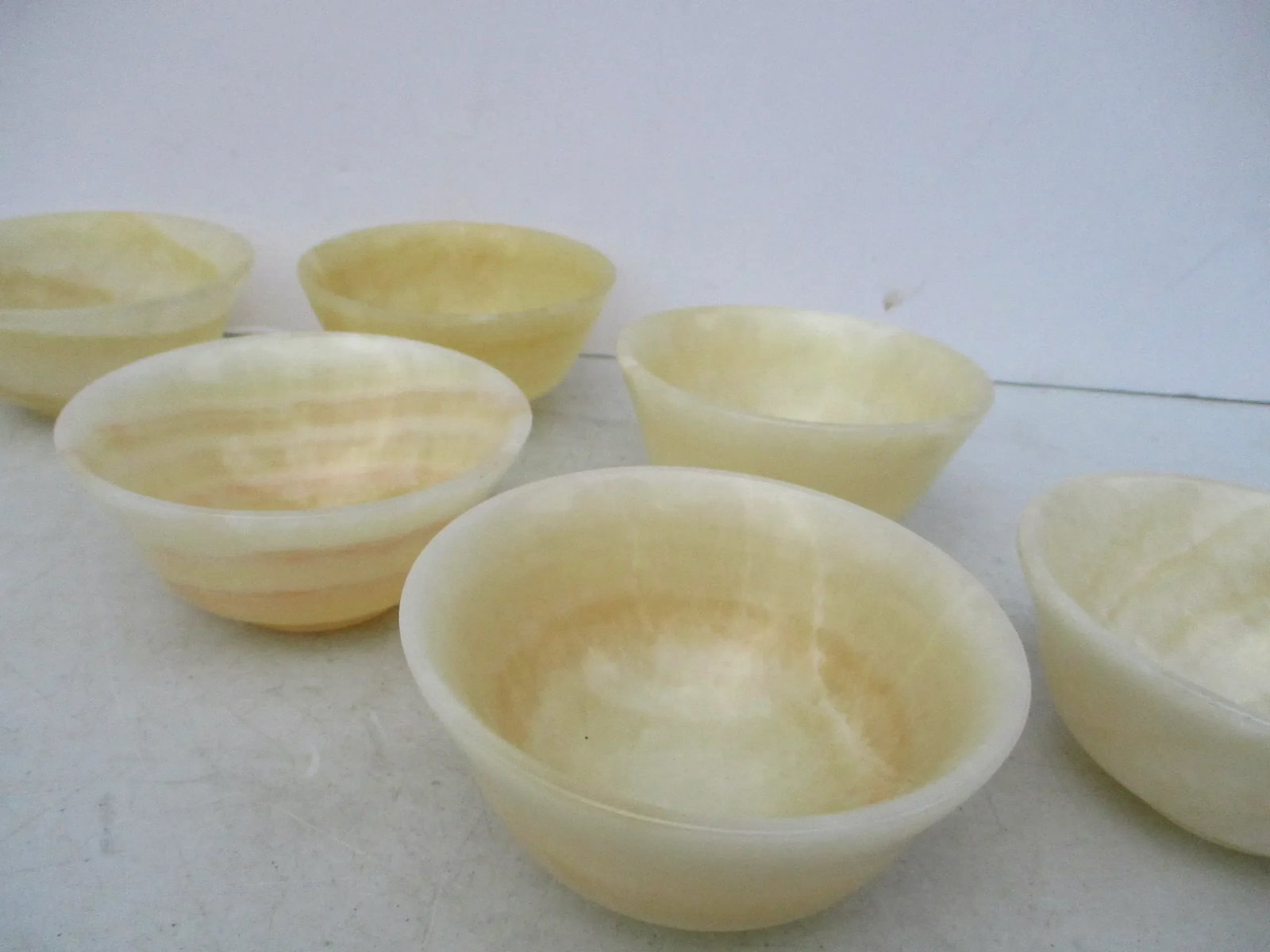 1990s Banded Alabaster Bowls - Set of 6 - 8
