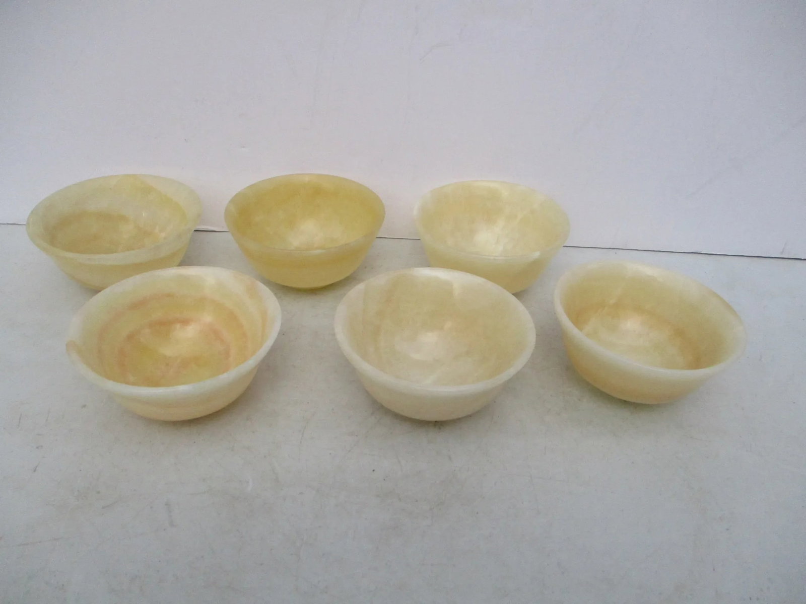 1990s Banded Alabaster Bowls - Set of 6 - 9
