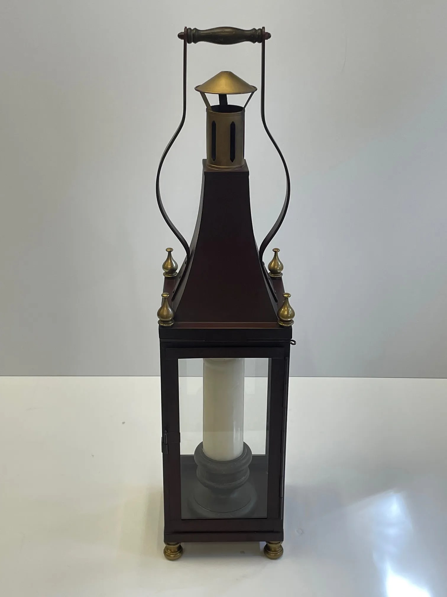 Iron Brass & Glass Table Lantern by Chapman - 2