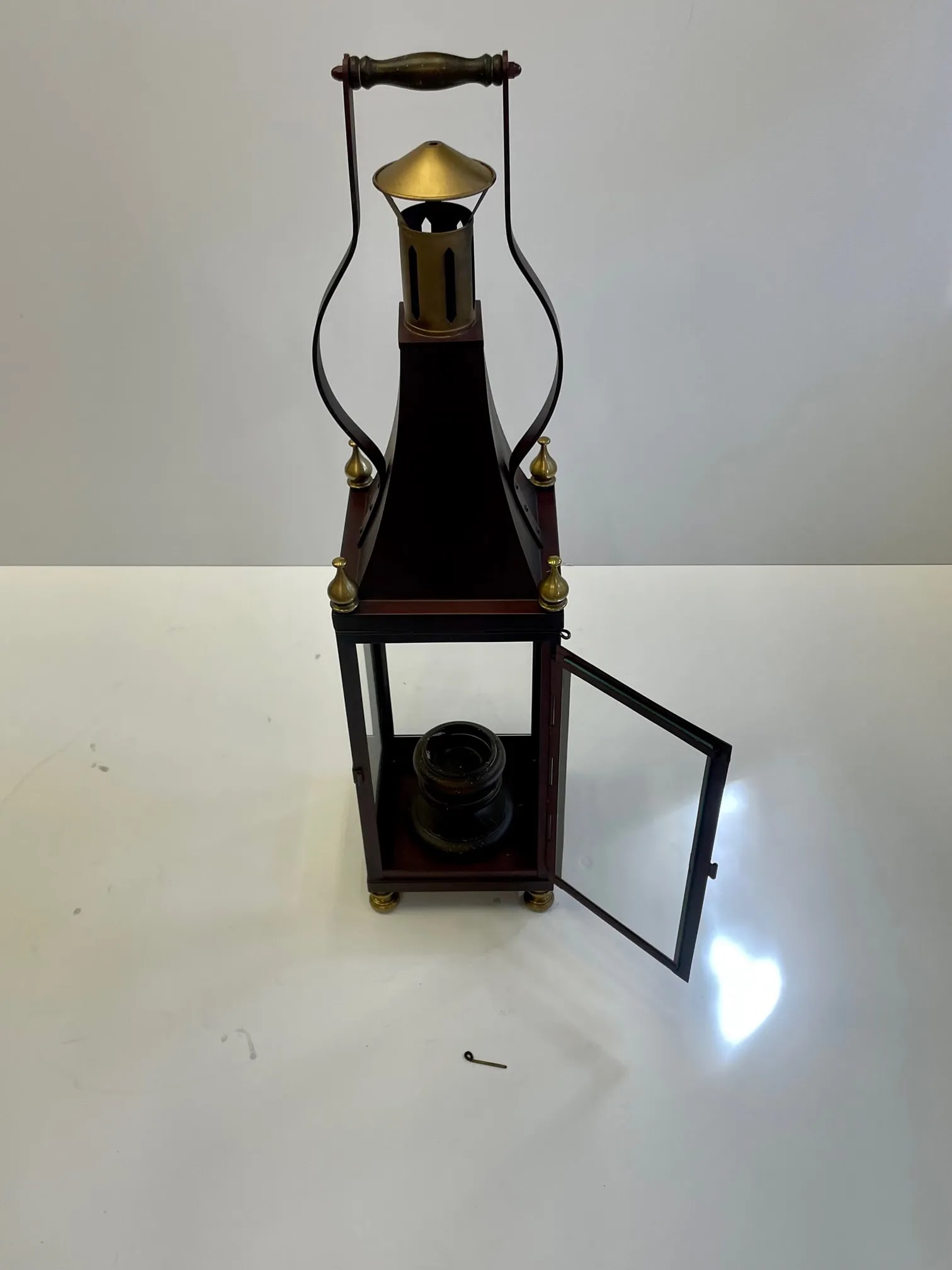 Iron Brass & Glass Table Lantern by Chapman - 3