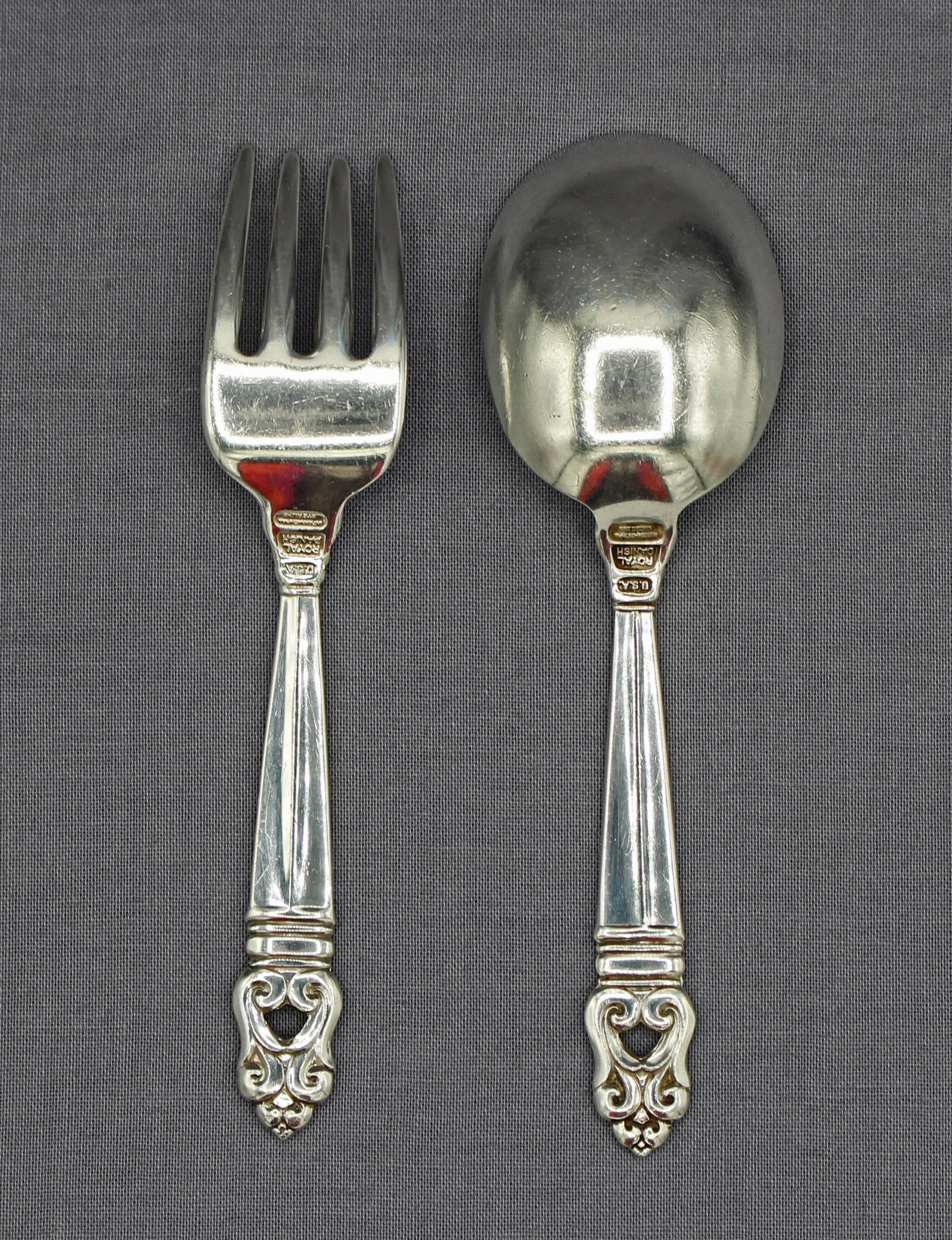 Mid-20th Century Sterling Silver Baby Set "Royal Danish" by International - 2