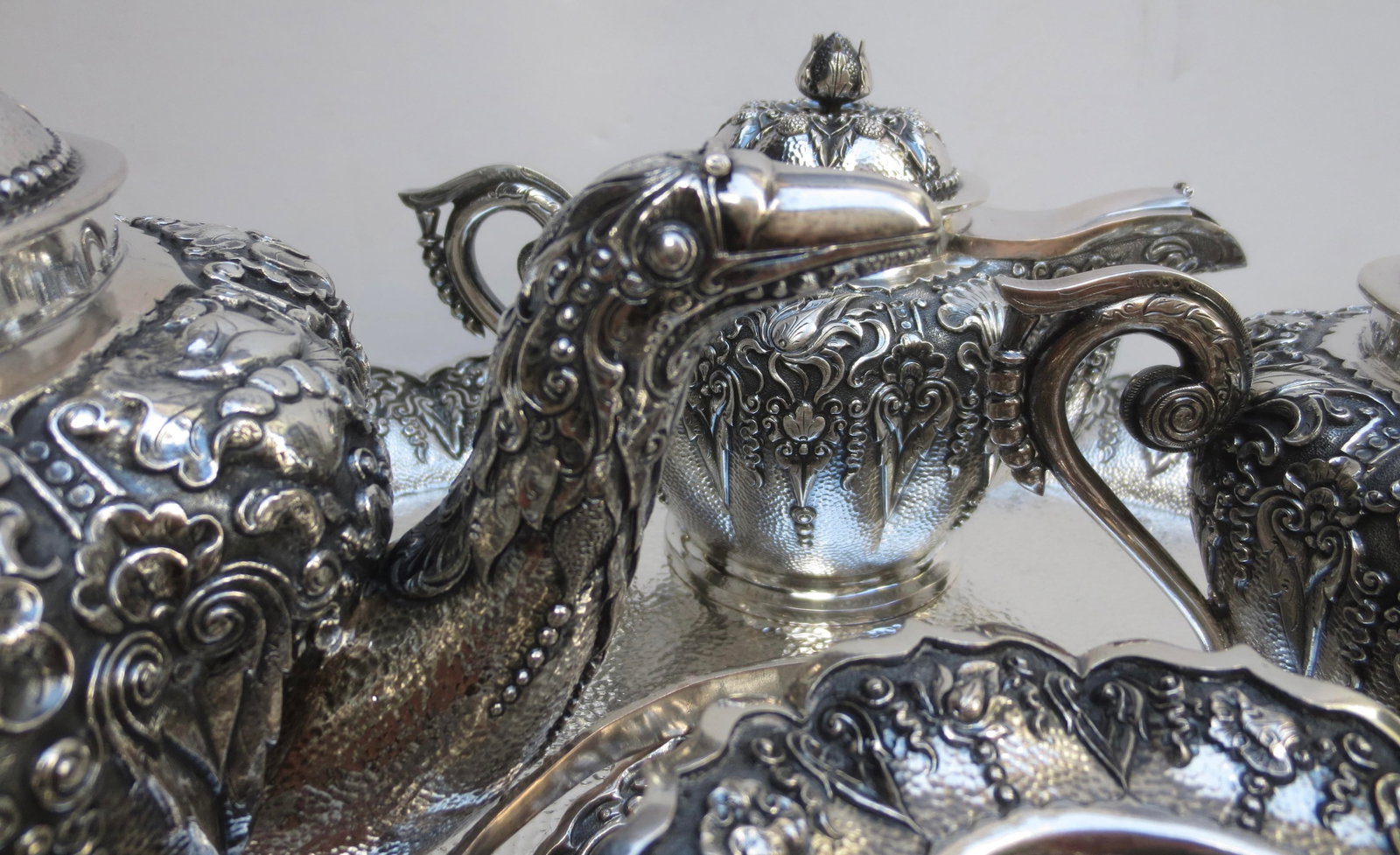 Indonesian 800 Silver Tea Set - Set of 5 Pieces - 16