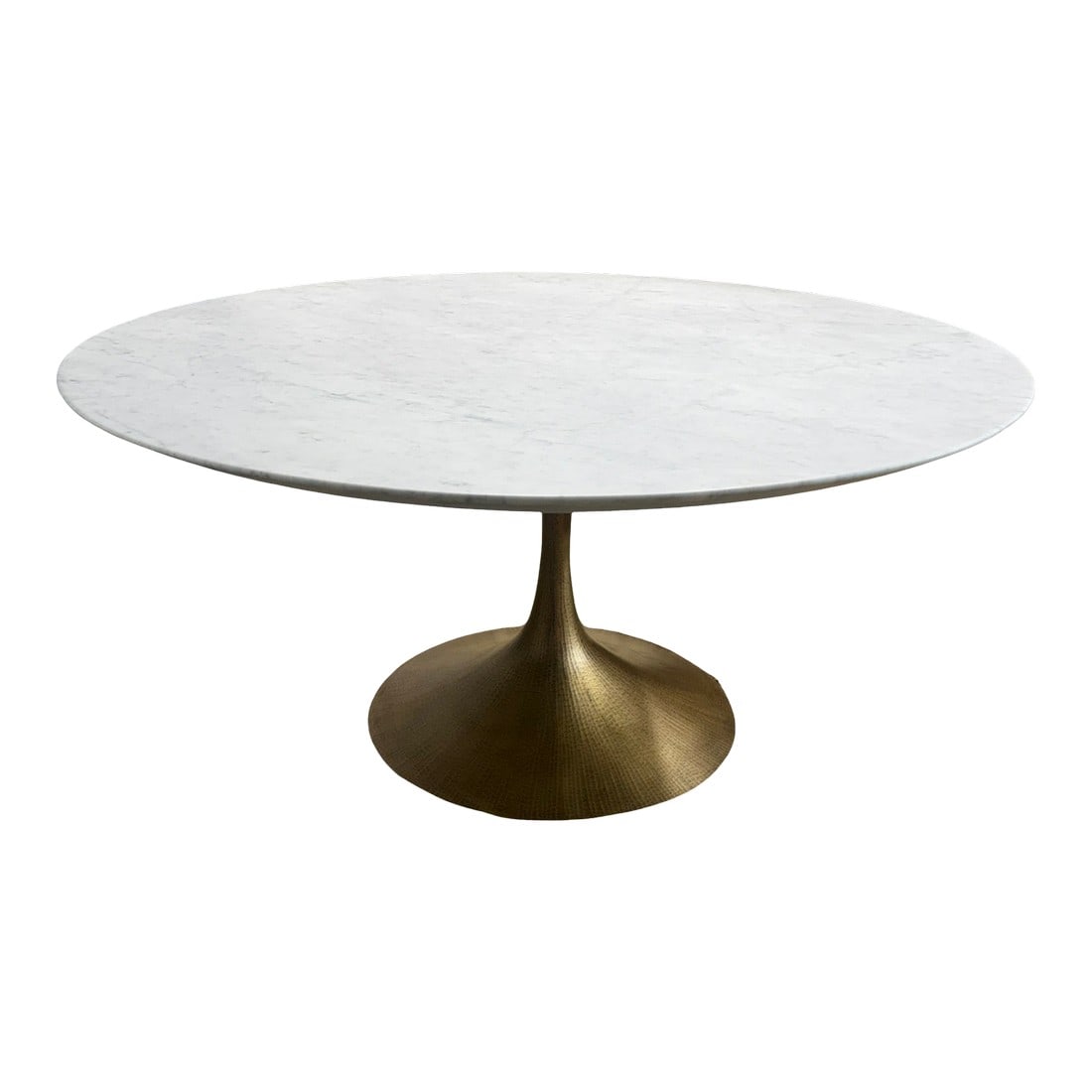 Rh Aero Stone Round Dining Table: RH Restoration Hardware Aero Stone Round Dining Table Italian Carrara Marble | Antiqued Brass Base 60" Round Dining Table Open Box | Top Manufactured April 2025 | Base Manufactured October 2025 â