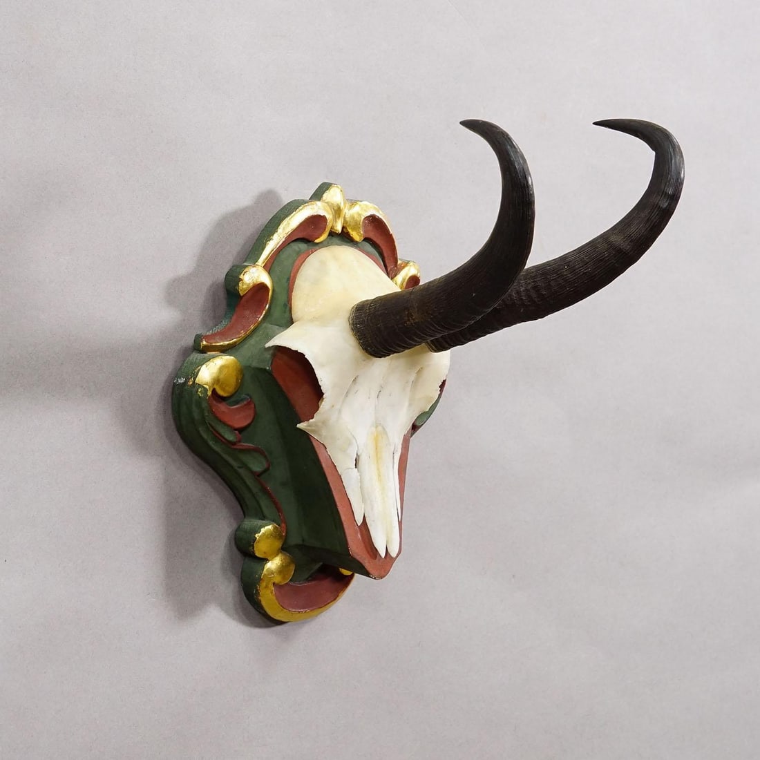Vintage Chamois Trophy on Carved Plaque, Germany 1960s - 2