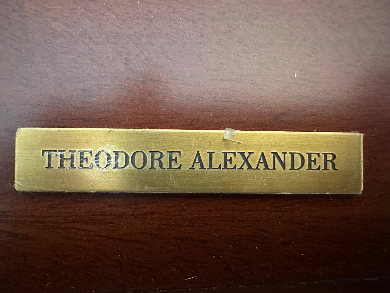 Theodore Alexander Mahogany Desk With Cast Brass Accents and Two Drawers - 12