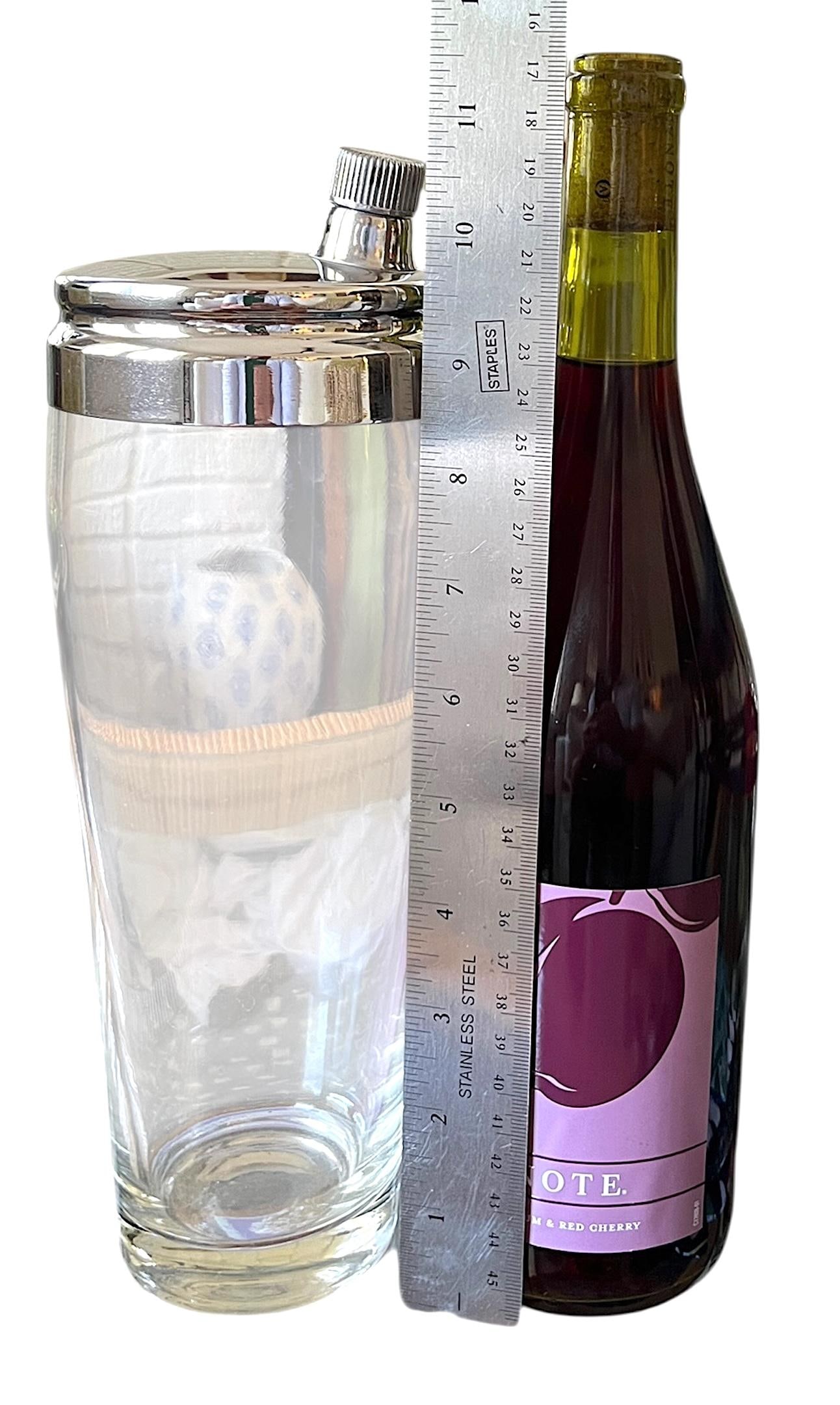 1950s Oversized Chrome & Frosted Glass Cocktail Shaker – Barware Classic After Ralph Lauren - 2