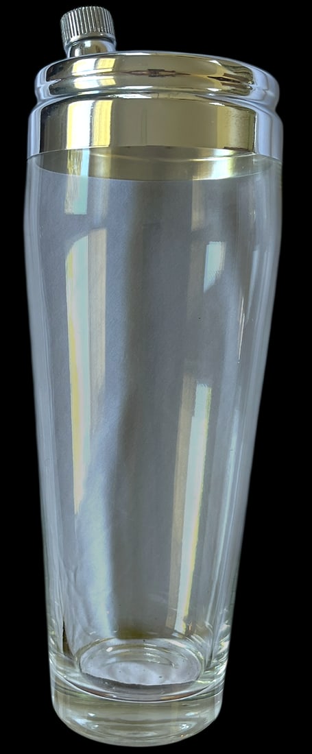 1950s Oversized Chrome & Frosted Glass Cocktail Shaker – Barware Classic After Ralph Lauren - 7