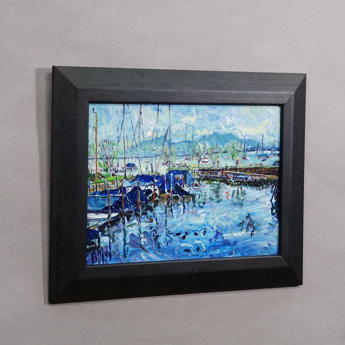Oil Painting by Alexander Michael - Boat Harbor, Fraueninsel, 1994 - 3