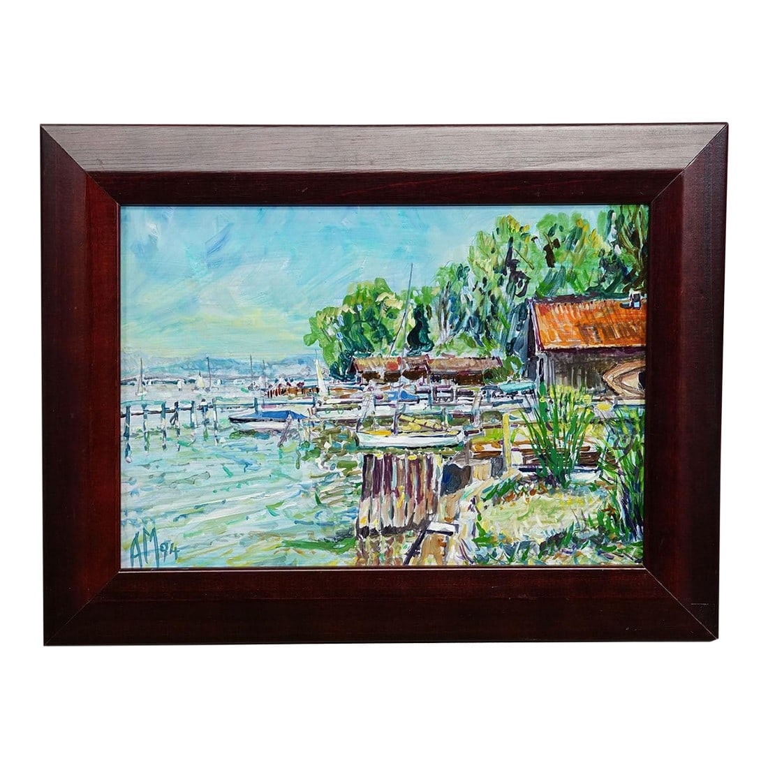 Fraueninsel, Eastern Shore – Oil Painting by Alexander Michael, 1994: Fraueninsel, Eastern Shore – Oil Painting by Alexander Michael, 1994 This painting from 1994 presents a scenic view of the eastern shore of Fraueninsel on Lake Chiemsee, Bavaria and is a