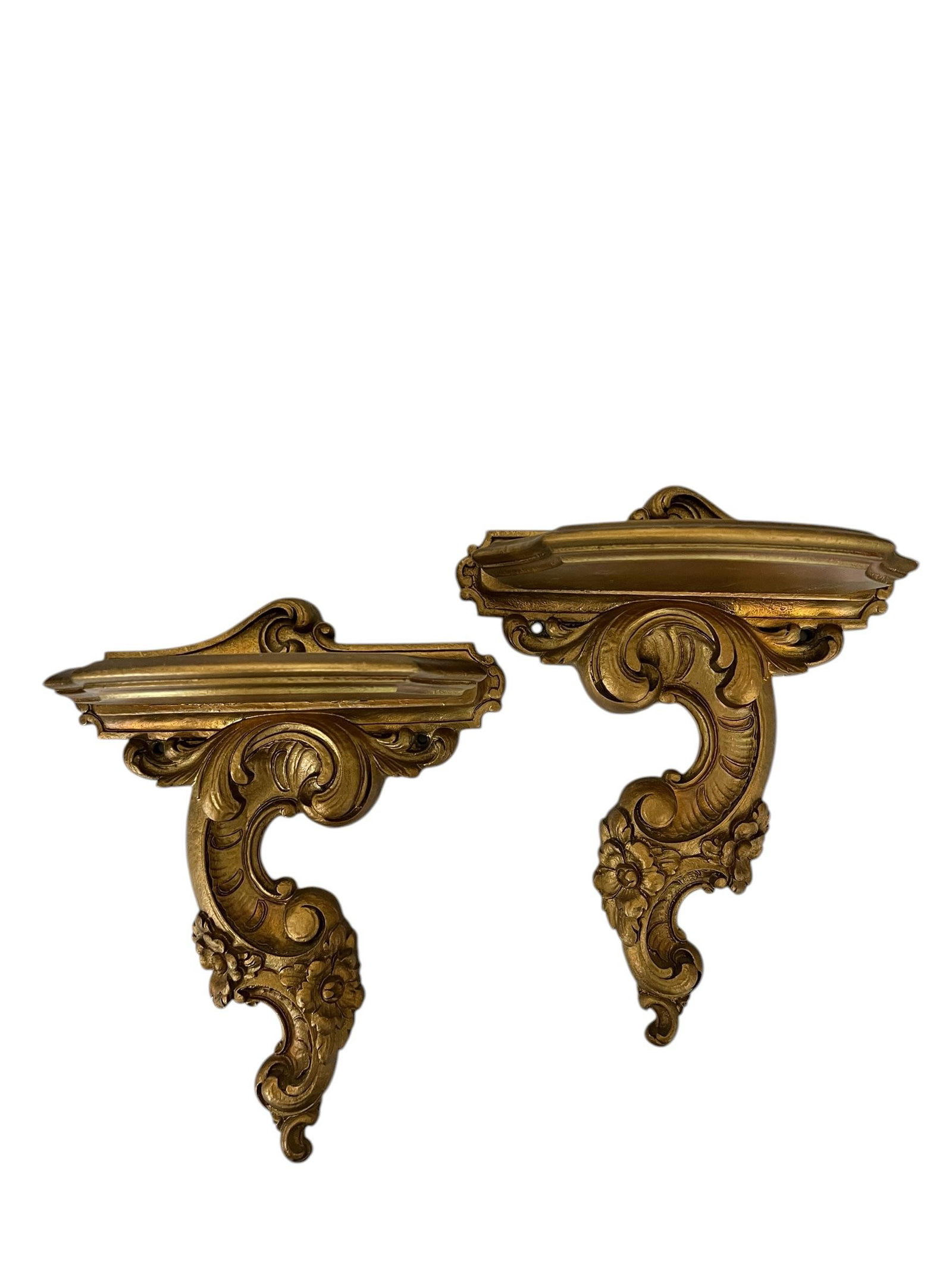 Mid Century Syroco Wood Wall Brackets - A Pair - 2
