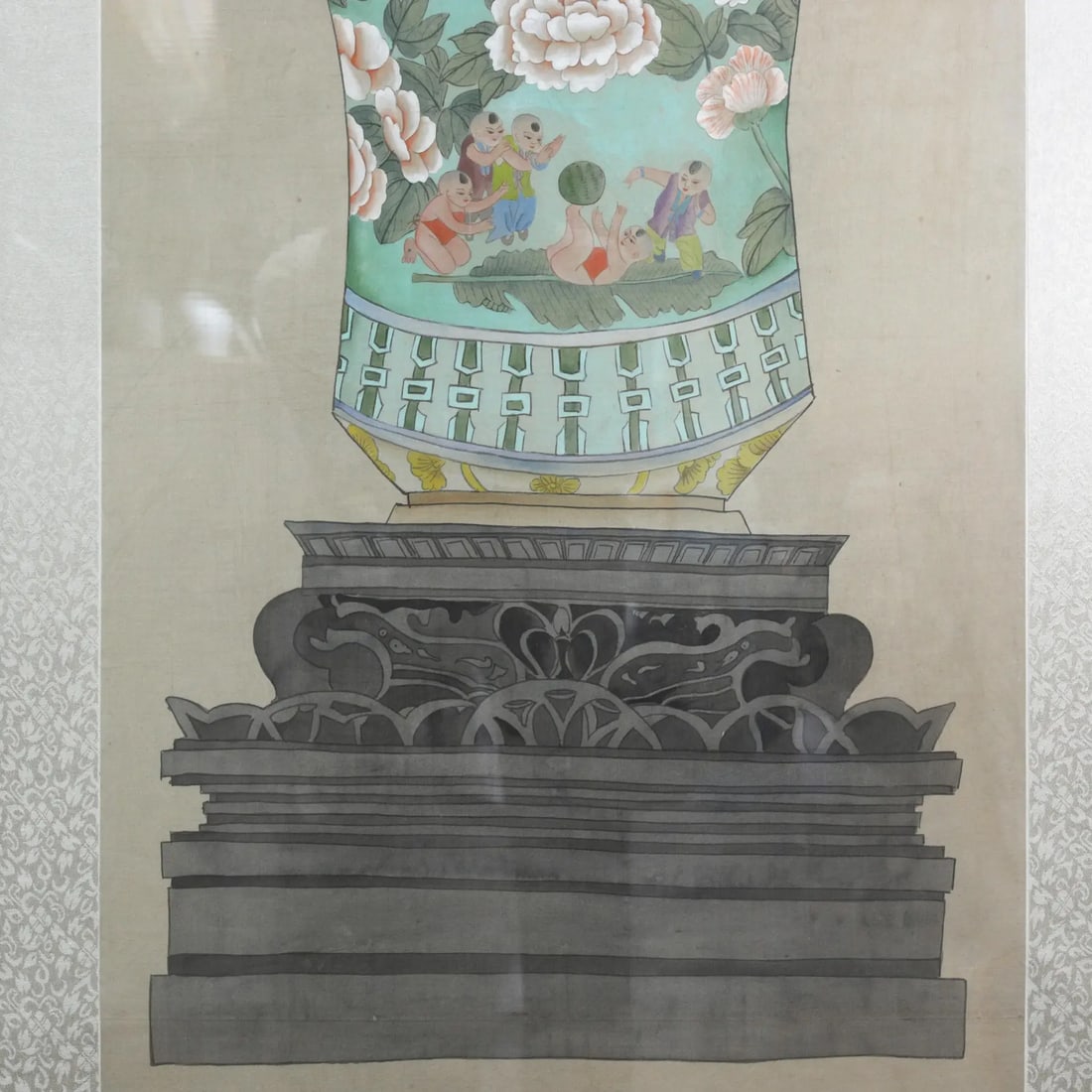 Set of Framed Four Chinese Paintings of Vases Hand-Painted Decorative Wall Art - 16
