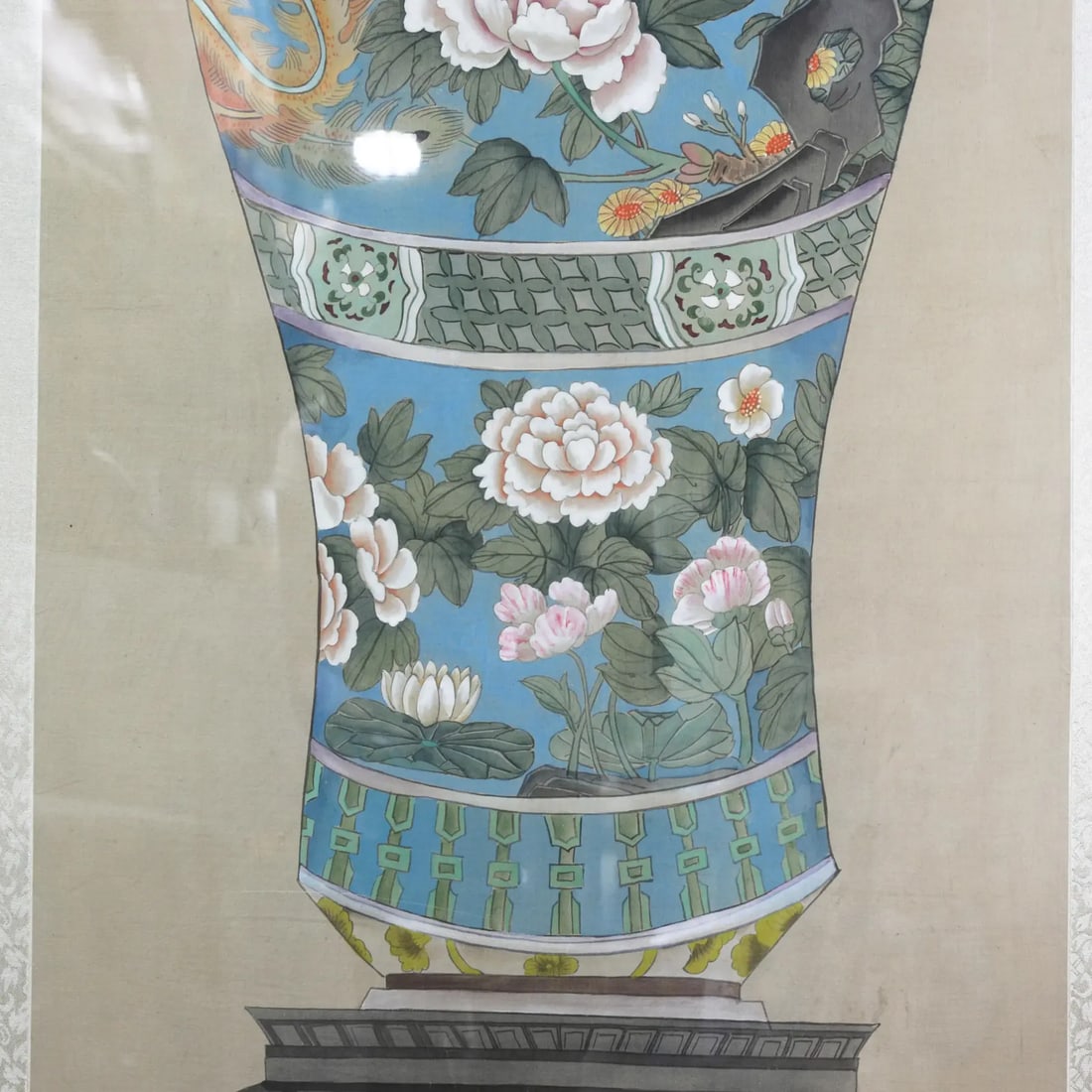 Set of Framed Four Chinese Paintings of Vases Hand-Painted Decorative Wall Art - 5