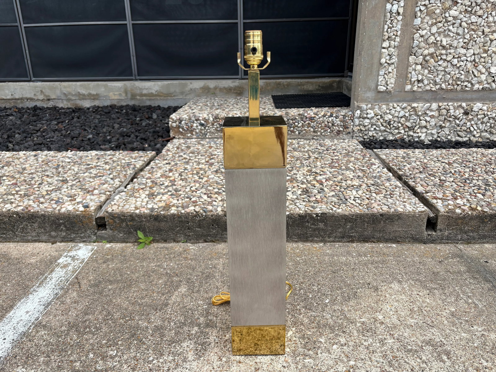 1980s Frederick Cooper Stainless Steel and Brass Lamps - a Pair - 3