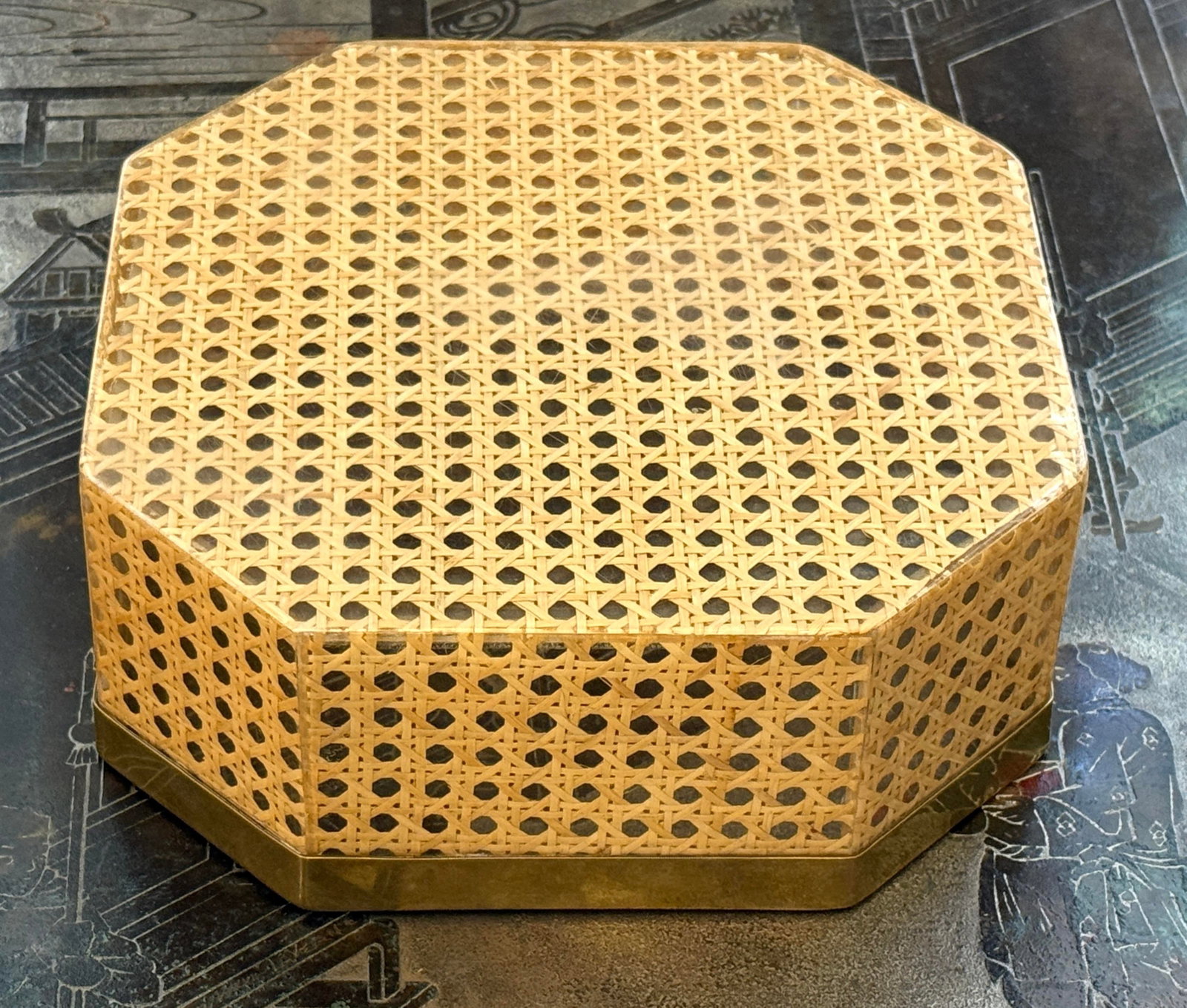 Vintage Dior Large Lucite Brass Caning Tray - 8
