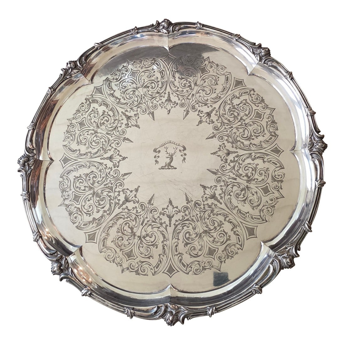 Beautiful Antique Elkington Silverplated Round Tray (1 of 6)