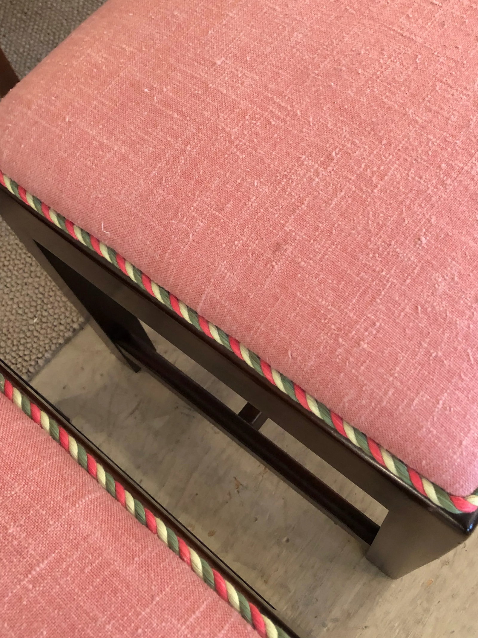 Traditional Parsons Style Mahogany & Upholstered Benches -A Pair - 8