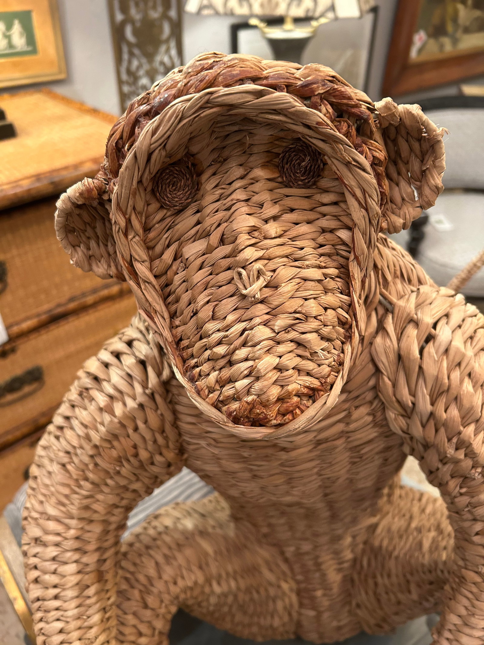 Water Hyacinth Woven Rattan Designer Monkey Sculpture Attributed to Mario Lopez Torres - 2