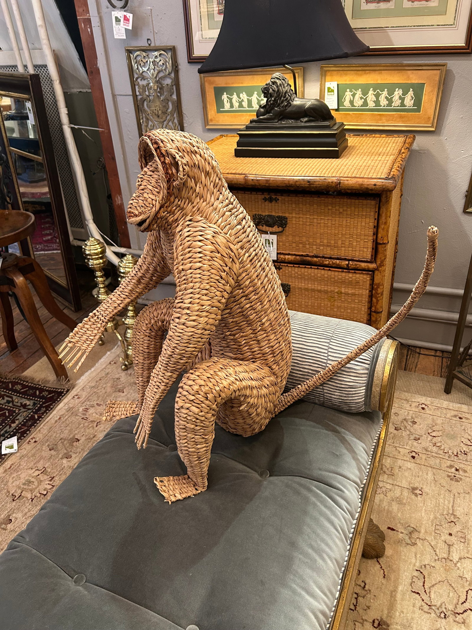 Water Hyacinth Woven Rattan Designer Monkey Sculpture Attributed to Mario Lopez Torres - 4