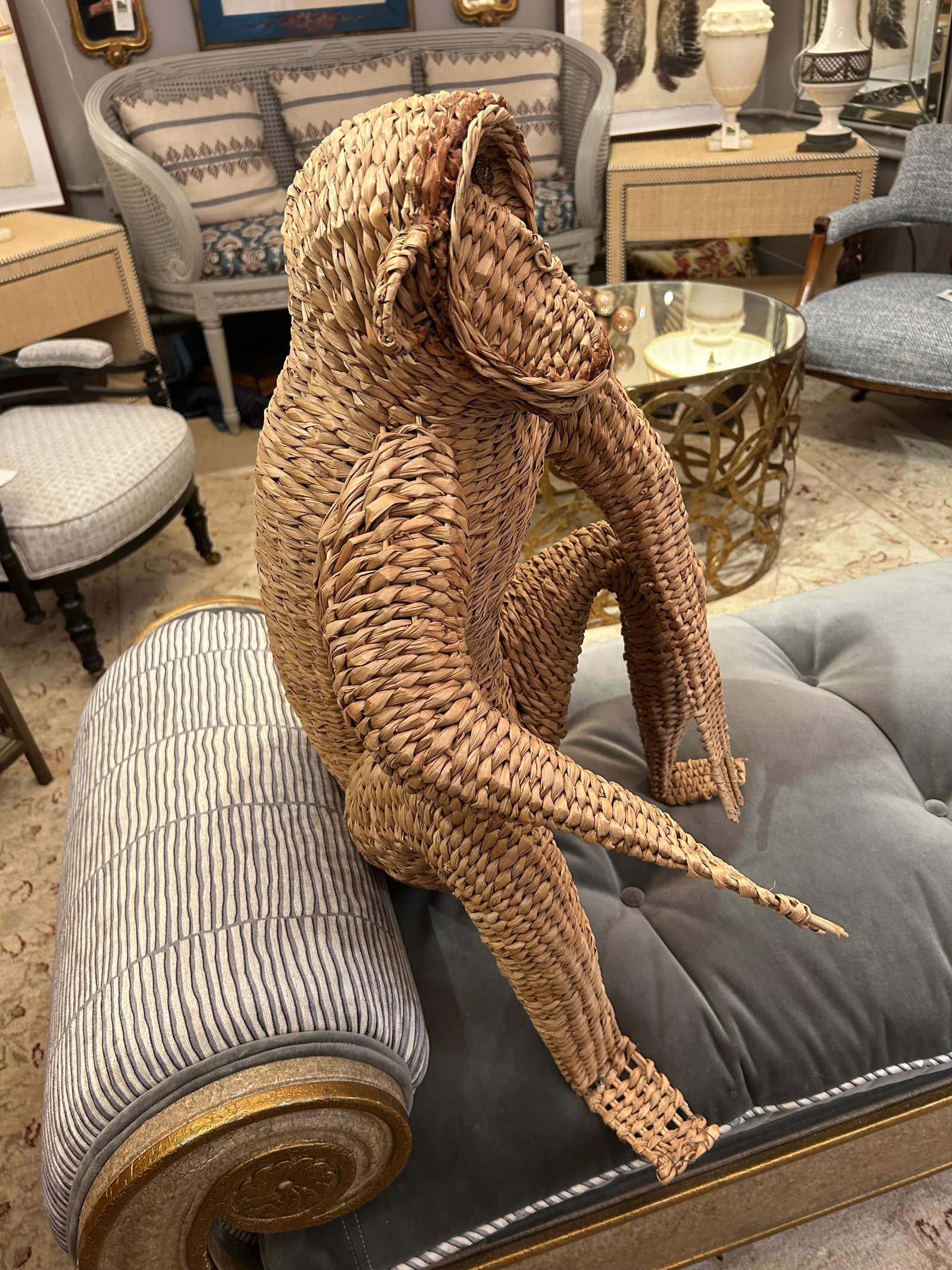 Water Hyacinth Woven Rattan Designer Monkey Sculpture Attributed to Mario Lopez Torres - 5