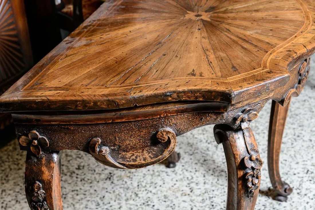 Antique Italian Walnut Console Table - 2