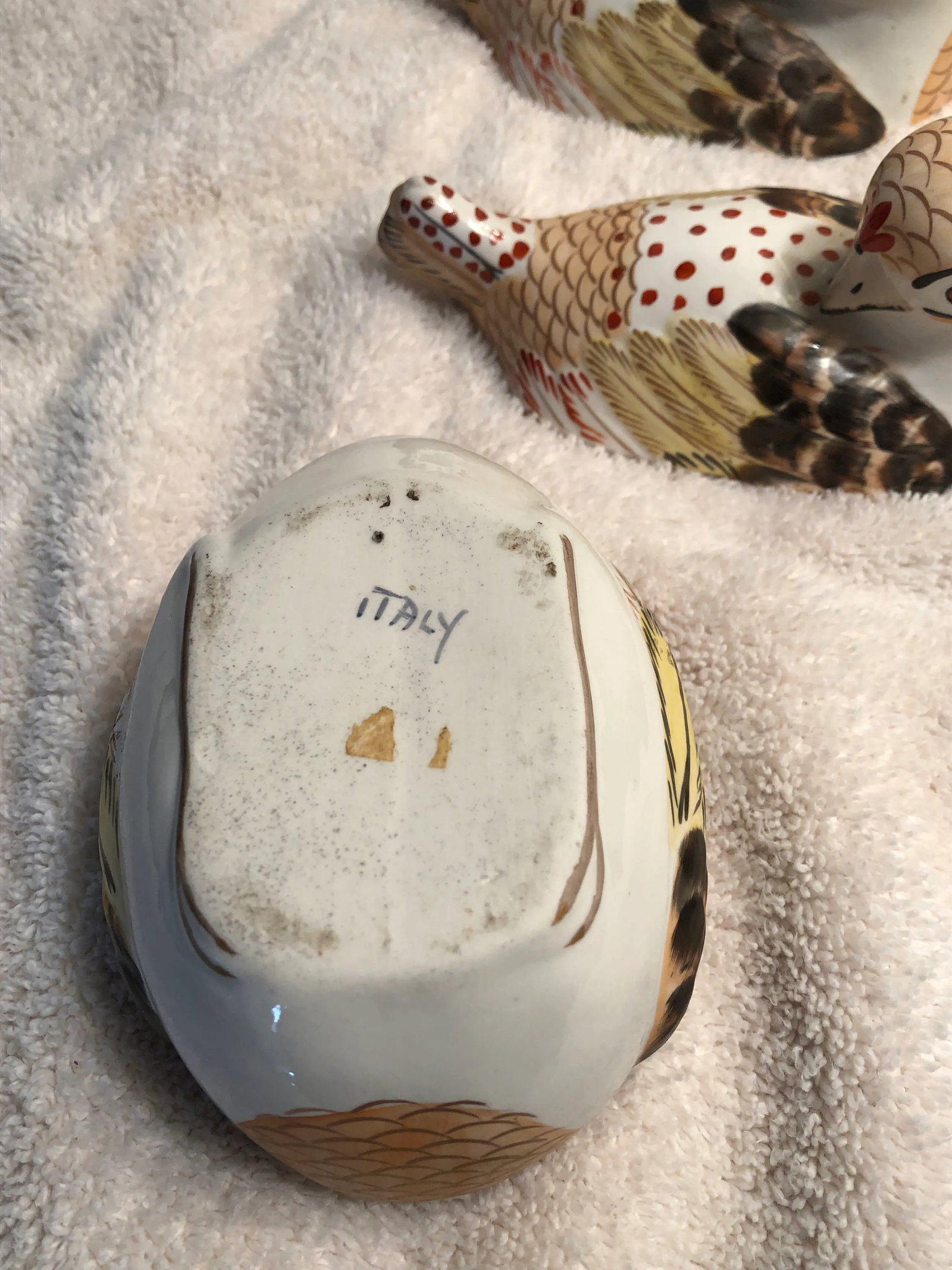 1980s Italian Porcelain Hand Painted Bird Form Boxes - a Pair - 6