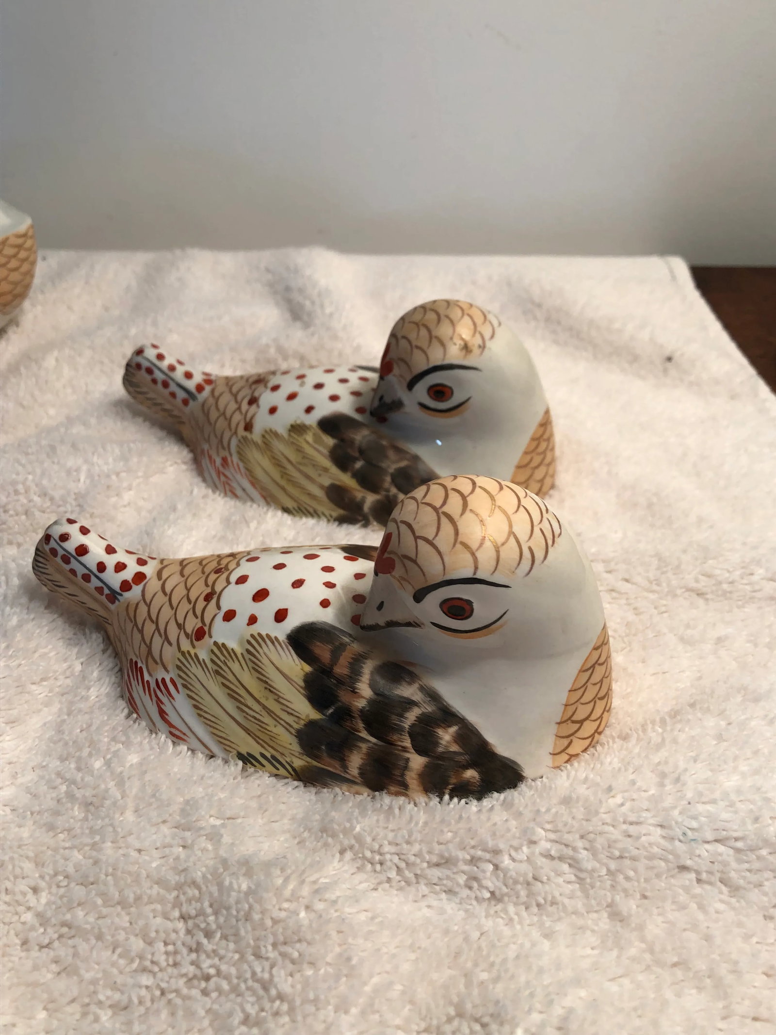 1980s Italian Porcelain Hand Painted Bird Form Boxes - a Pair - 7