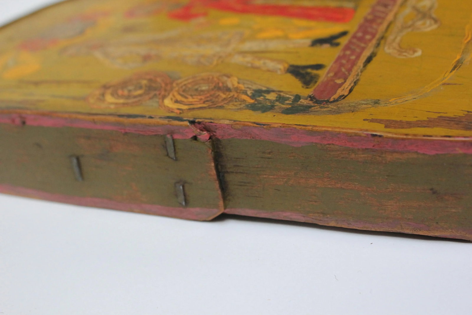 Antique French Storage Box With Hand-Painted Clown Motif - 10