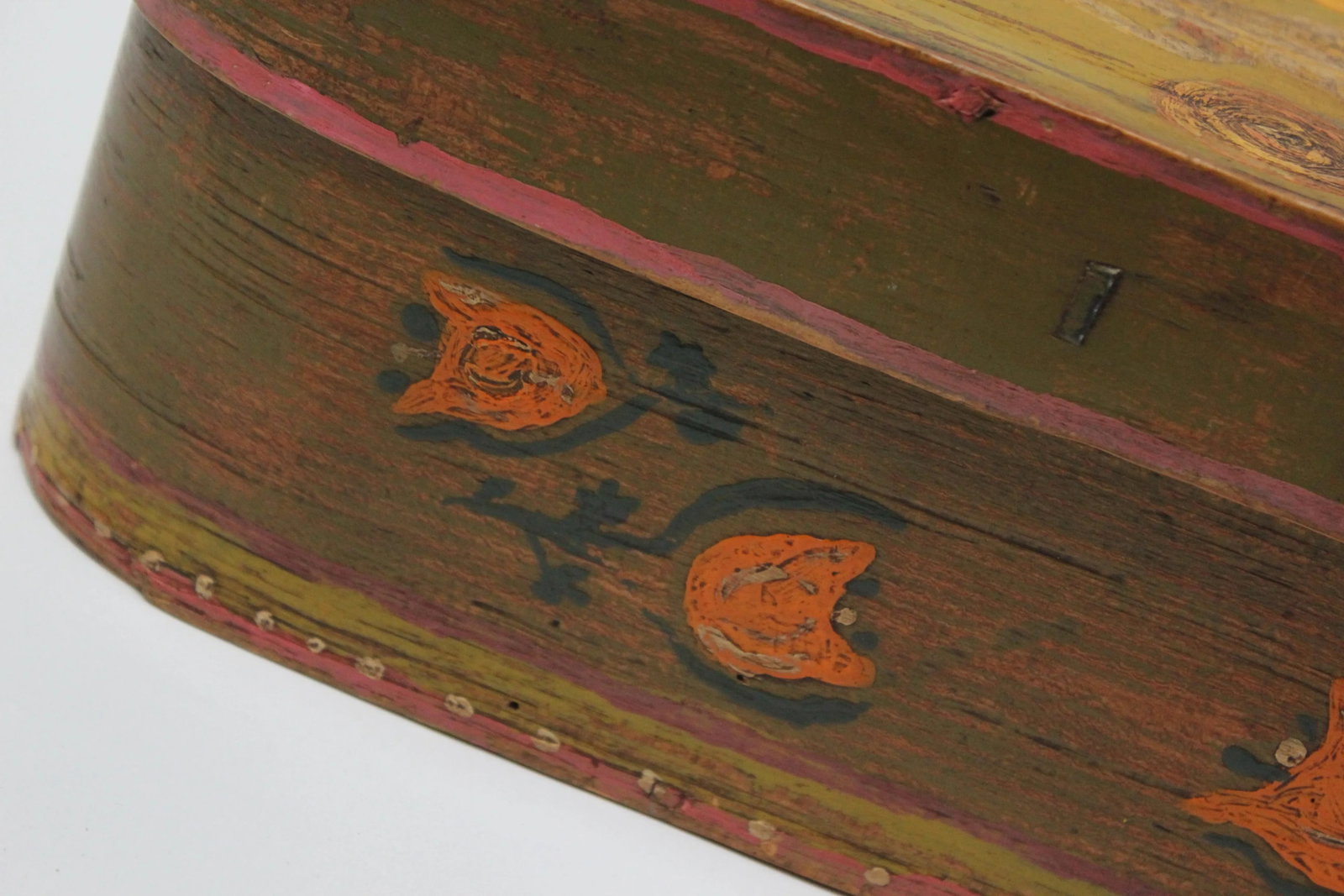 Antique French Storage Box With Hand-Painted Clown Motif - 12