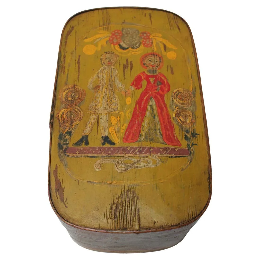 Antique French Storage Box With Hand-Painted Clown Motif - 13