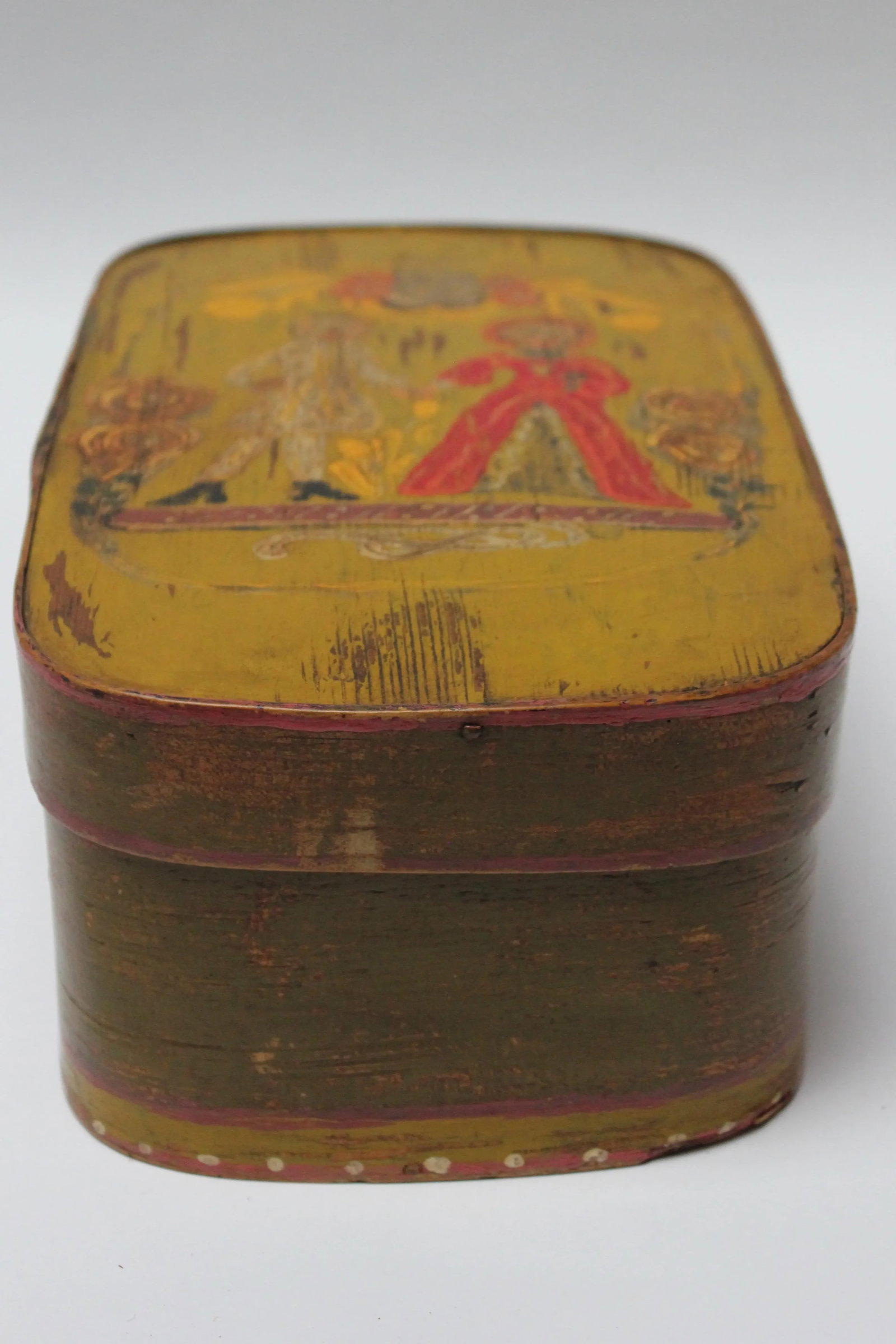 Antique French Storage Box With Hand-Painted Clown Motif - 2