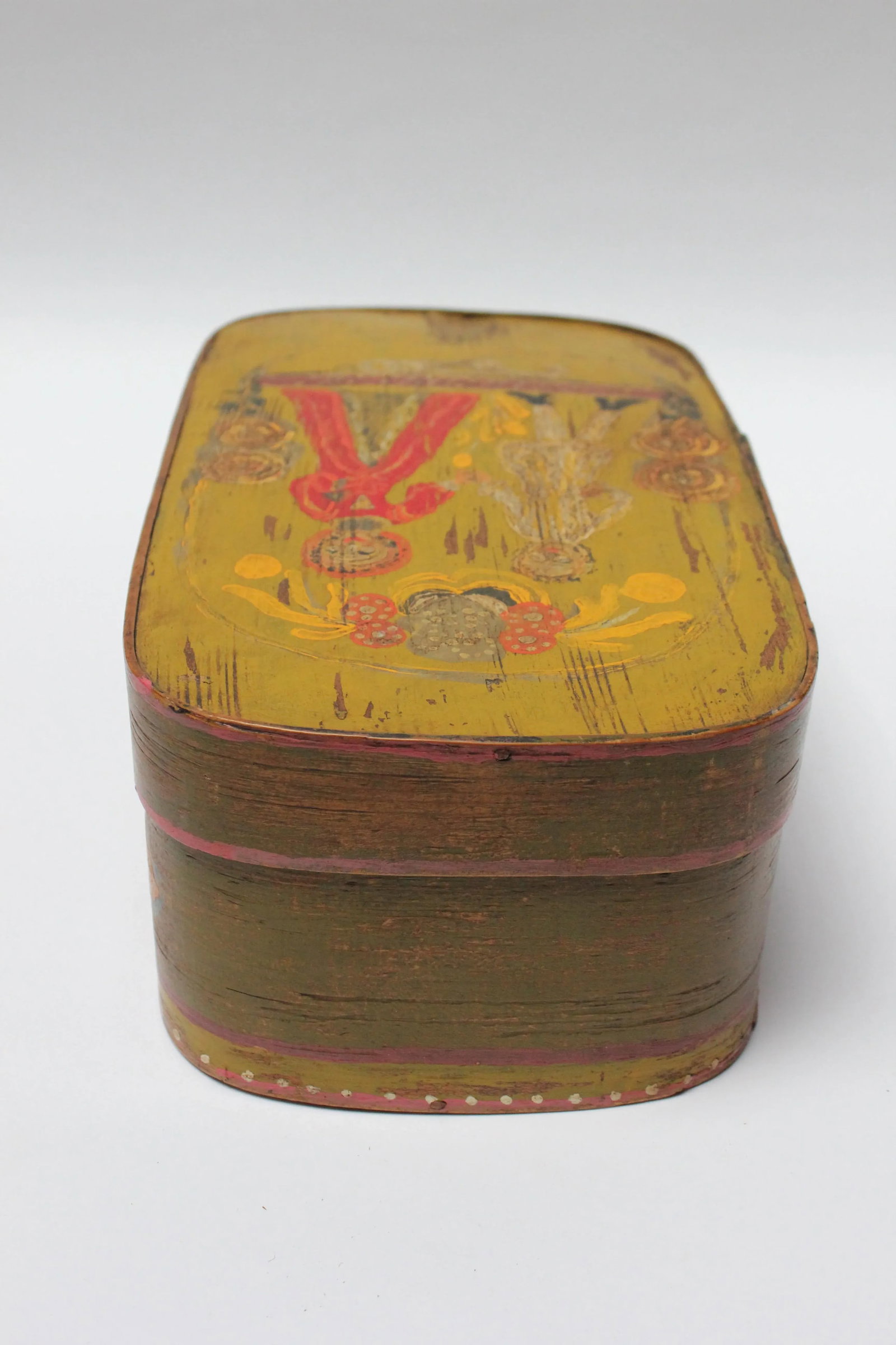 Antique French Storage Box With Hand-Painted Clown Motif - 3