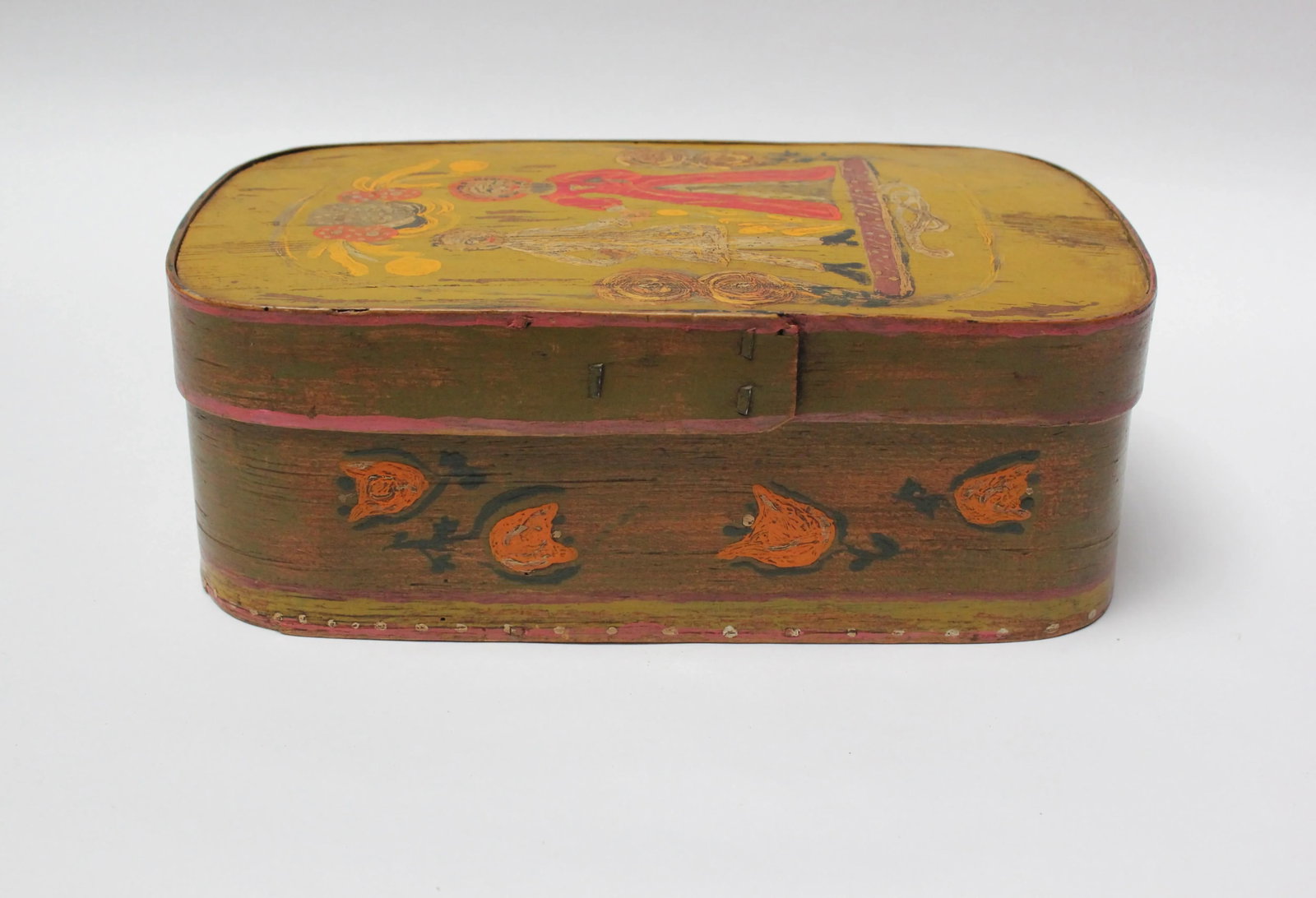 Antique French Storage Box With Hand-Painted Clown Motif - 5