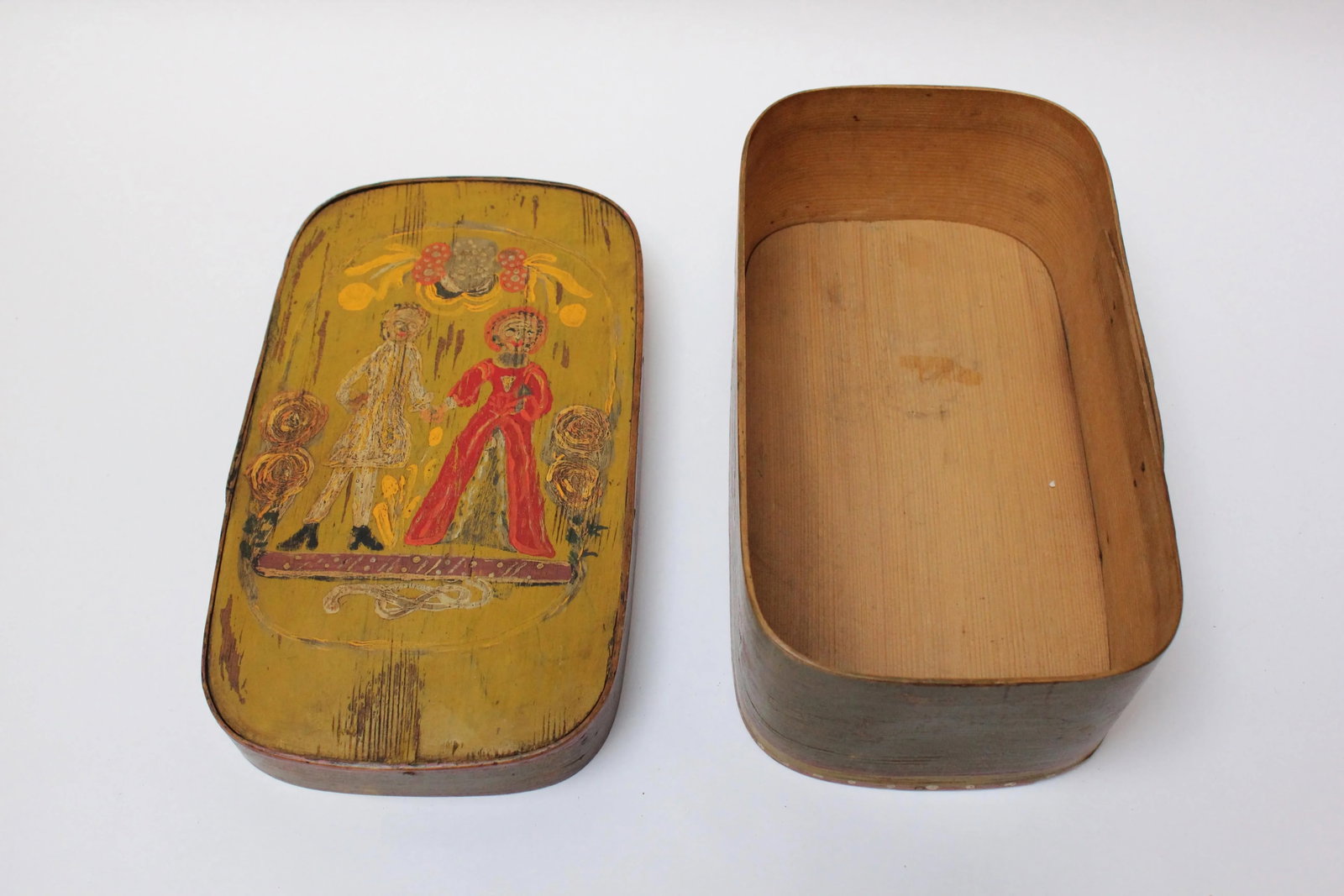 Antique French Storage Box With Hand-Painted Clown Motif - 6