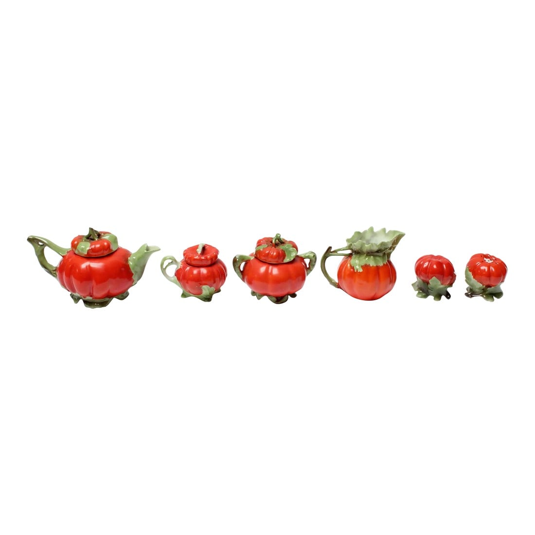 Six-Piece Royal Bayreuth Bavarian Porcelain Figural "Tomato" Tea Set (1 of 13)