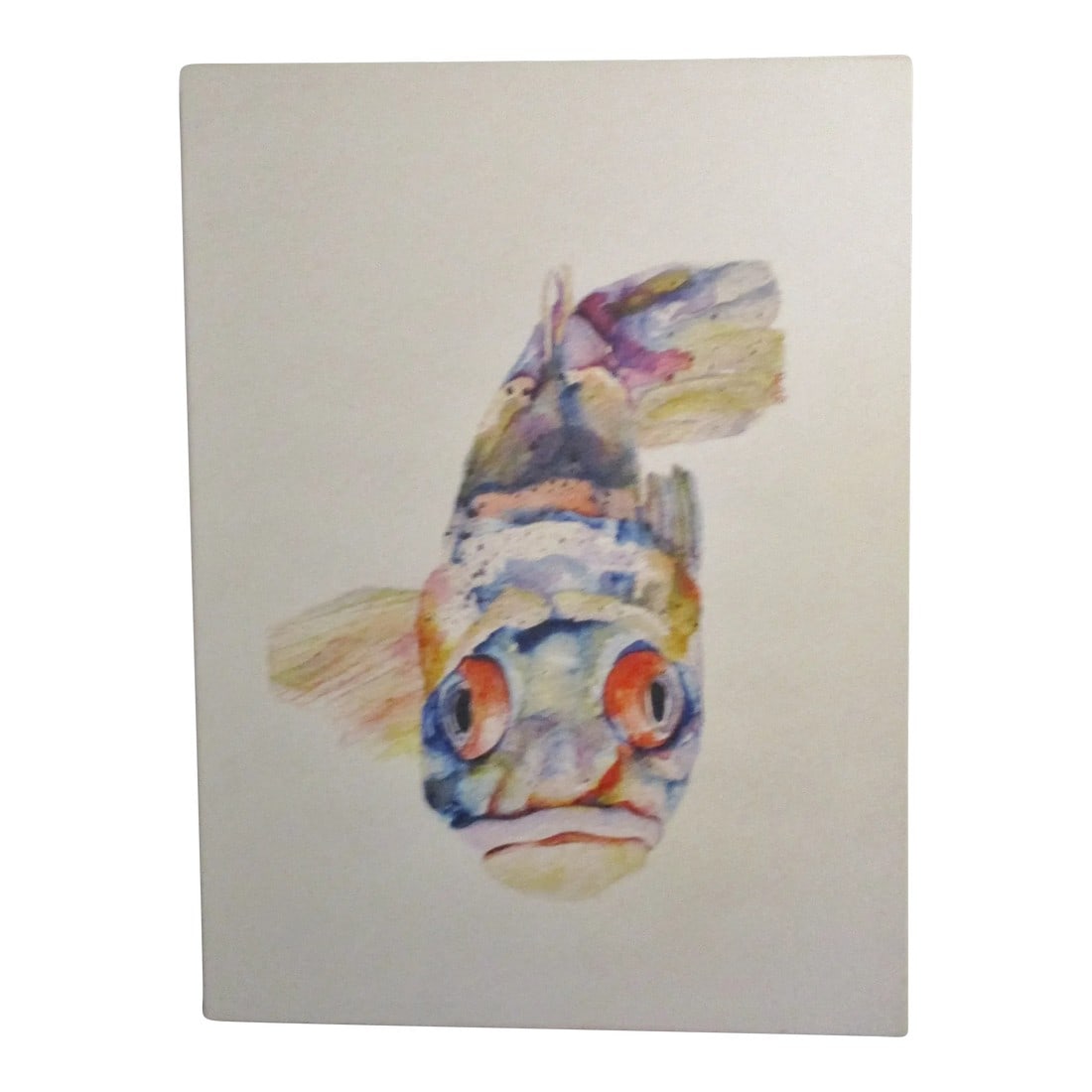 1990s Asian Inspired Artist Signed Acrylic Painting of a Multi-Color Fish Koi: Asian Inspired Artist Signed Acrylic Painting of a Multi-Color Fish Koi This came from a high end Miami Florida collector's estate. Unframed Measures 24.00" x 17.75" Condition: Alterations: Original
