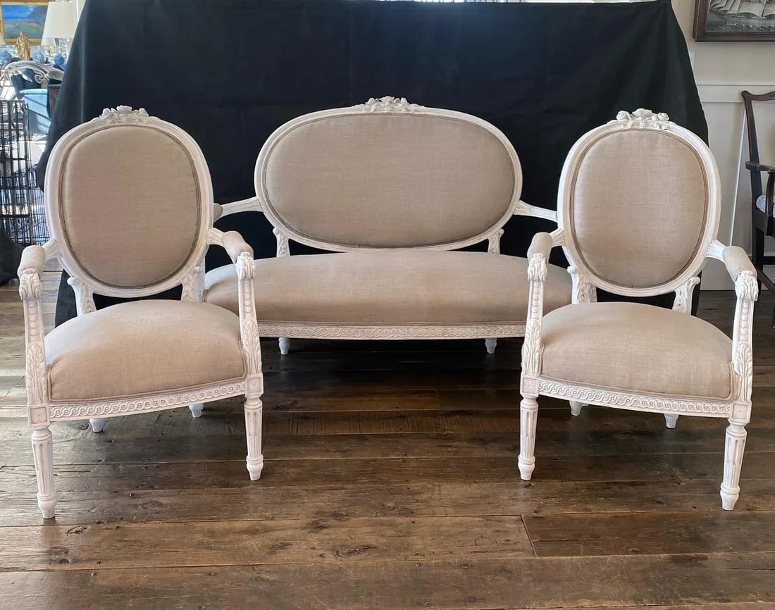 French Louis XVI Belle Epoque Parlor or Salon Set -Set of 3 - 10